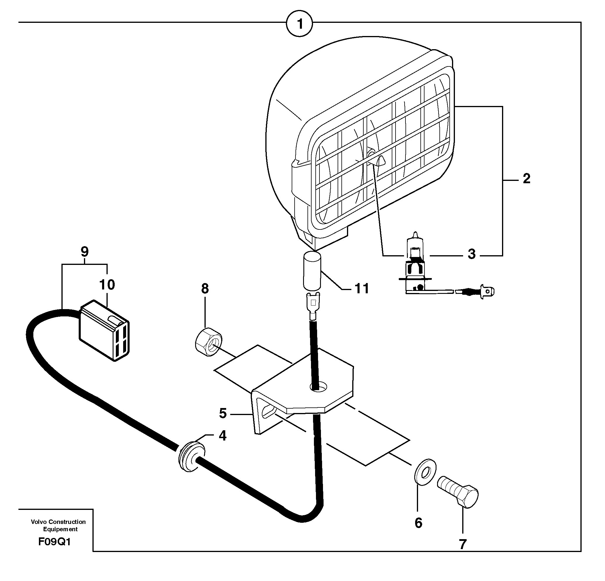 Схема запчастей Volvo EC14 TYPE 246, 271 - 24596 Rear headlight on canopy 