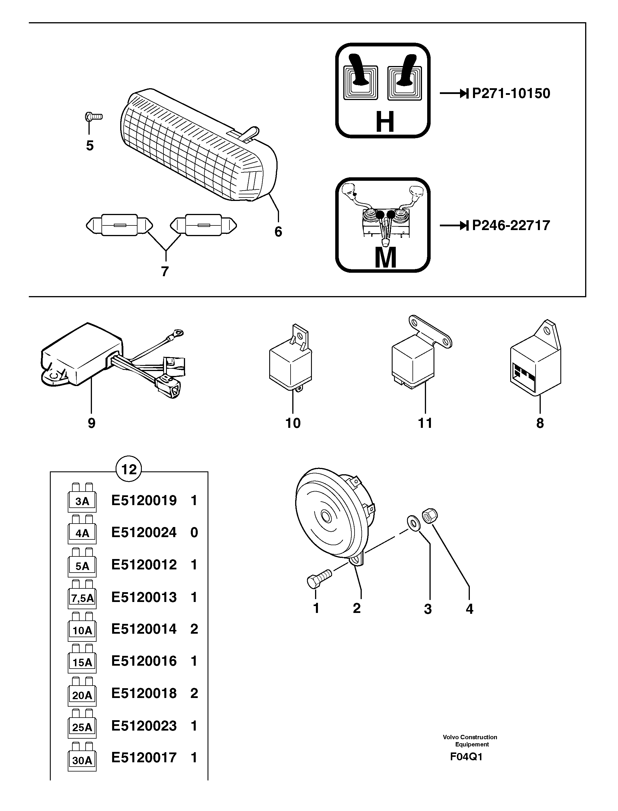 Схема запчастей Volvo EC14 TYPE 246, 271 - 51371 Electrical equipment 