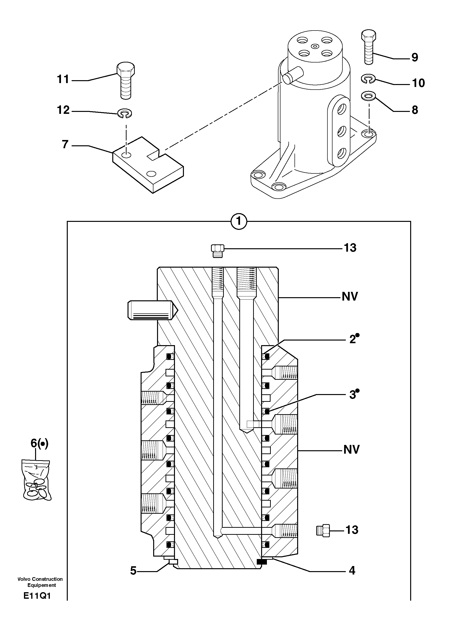 Схема запчастей Volvo EC14 TYPE 246, 271 - 104969 Swivel joint 