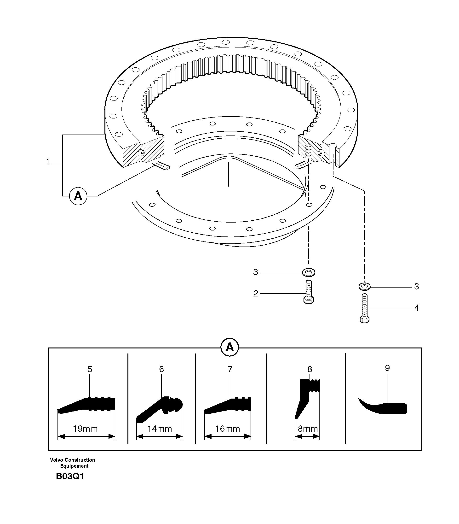 Схема запчастей Volvo EC14 TYPE 246, 271 - 27600 Slewing ring 