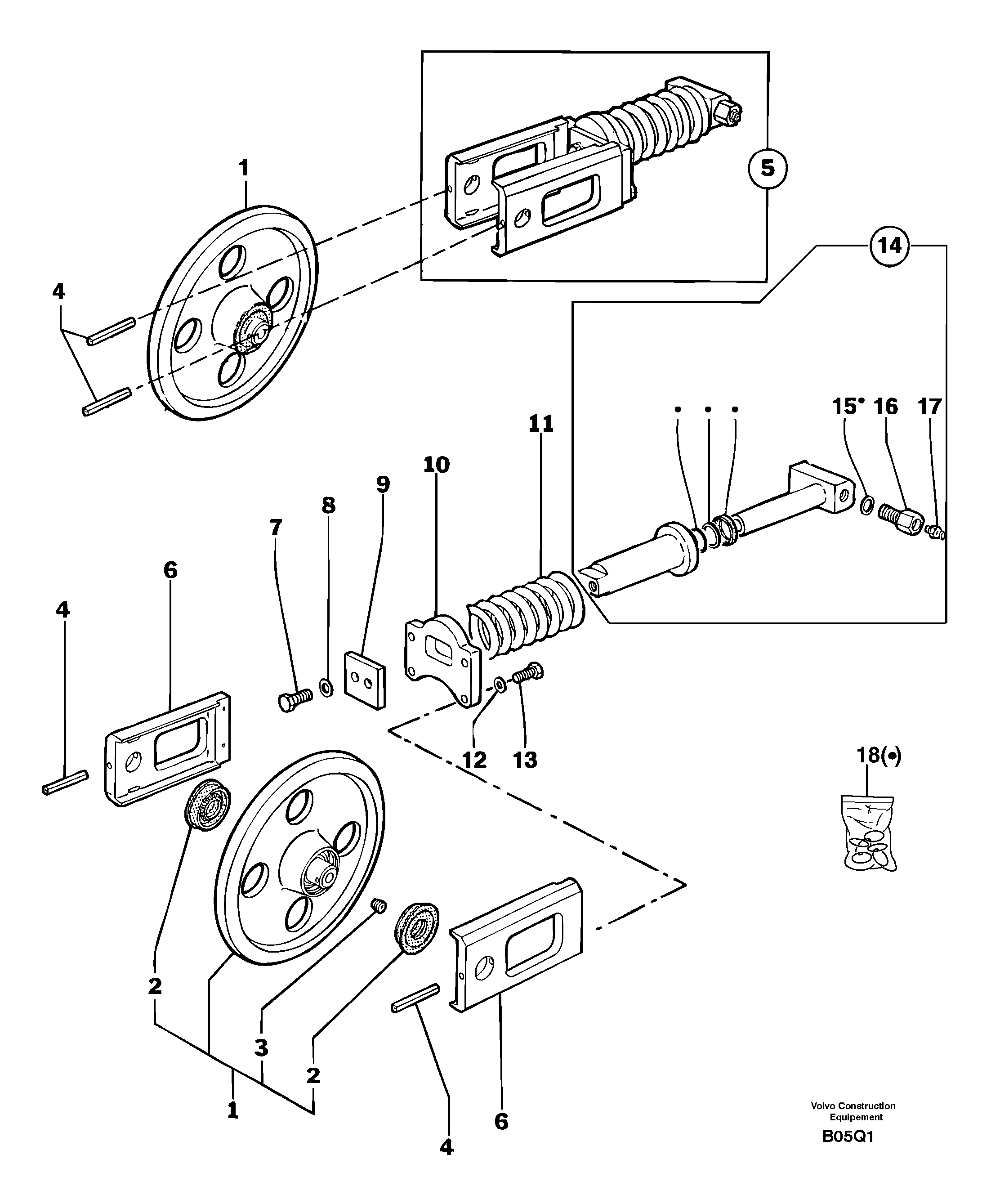 Схема запчастей Volvo EC14 TYPE 246, 271 - 44231 Track tensioning ( steel and rubber tracks ) 