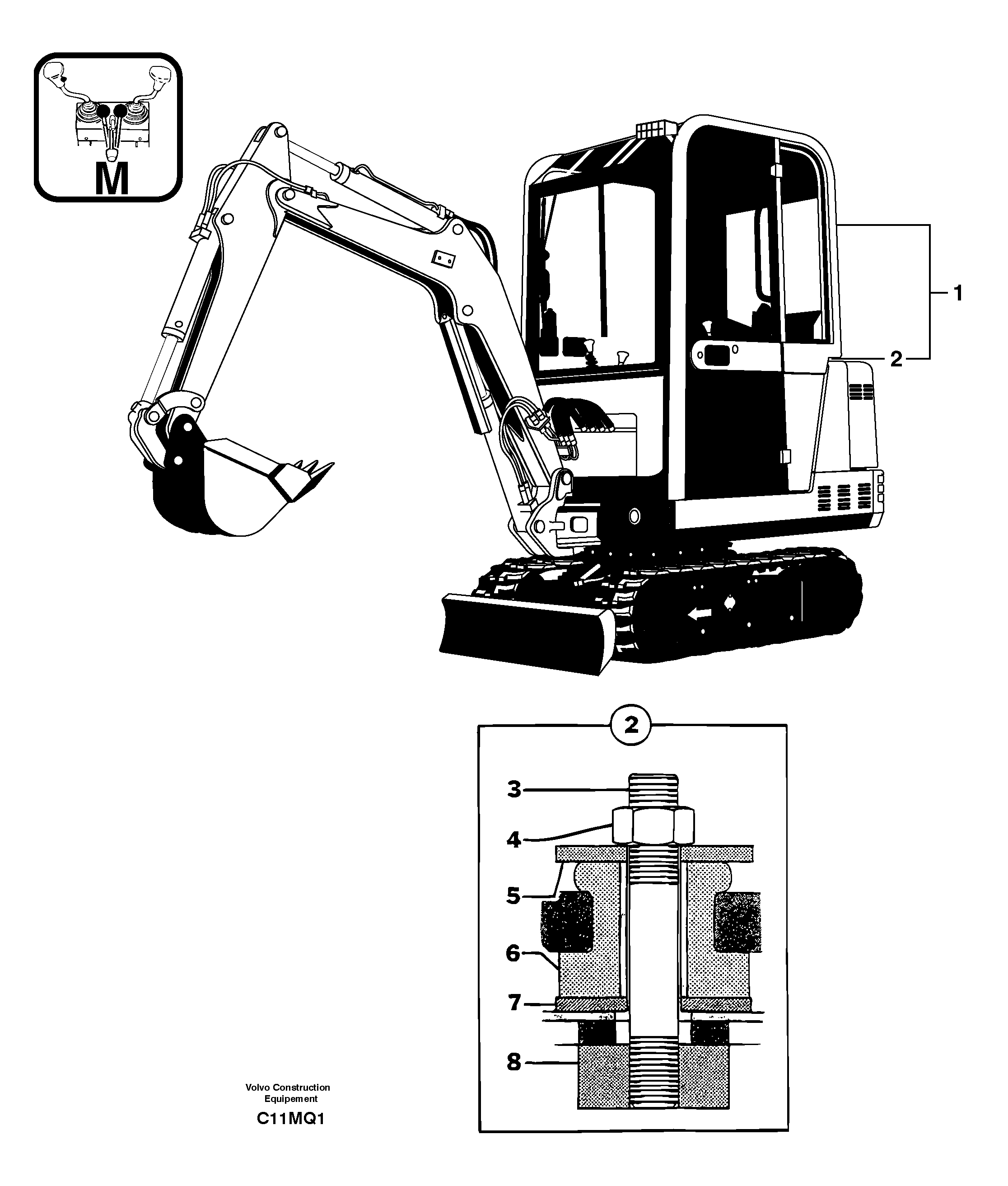Схема запчастей Volvo EC14 TYPE 246, 271 - 21332 Equipped cabin 