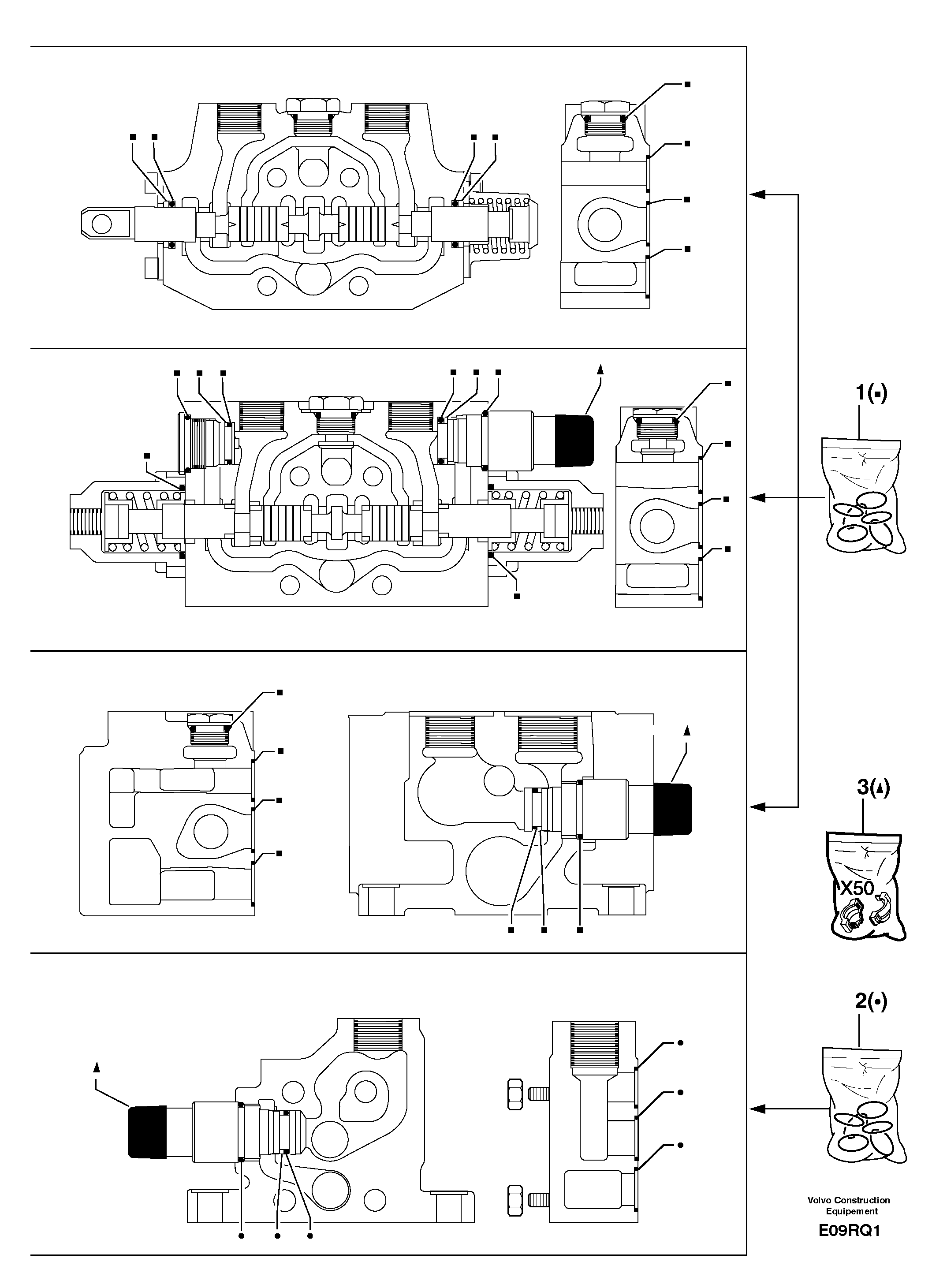 Схема запчастей Volvo EC14 TYPE 246, 271 - 22432 Control valve : seal (kit) for complete element 