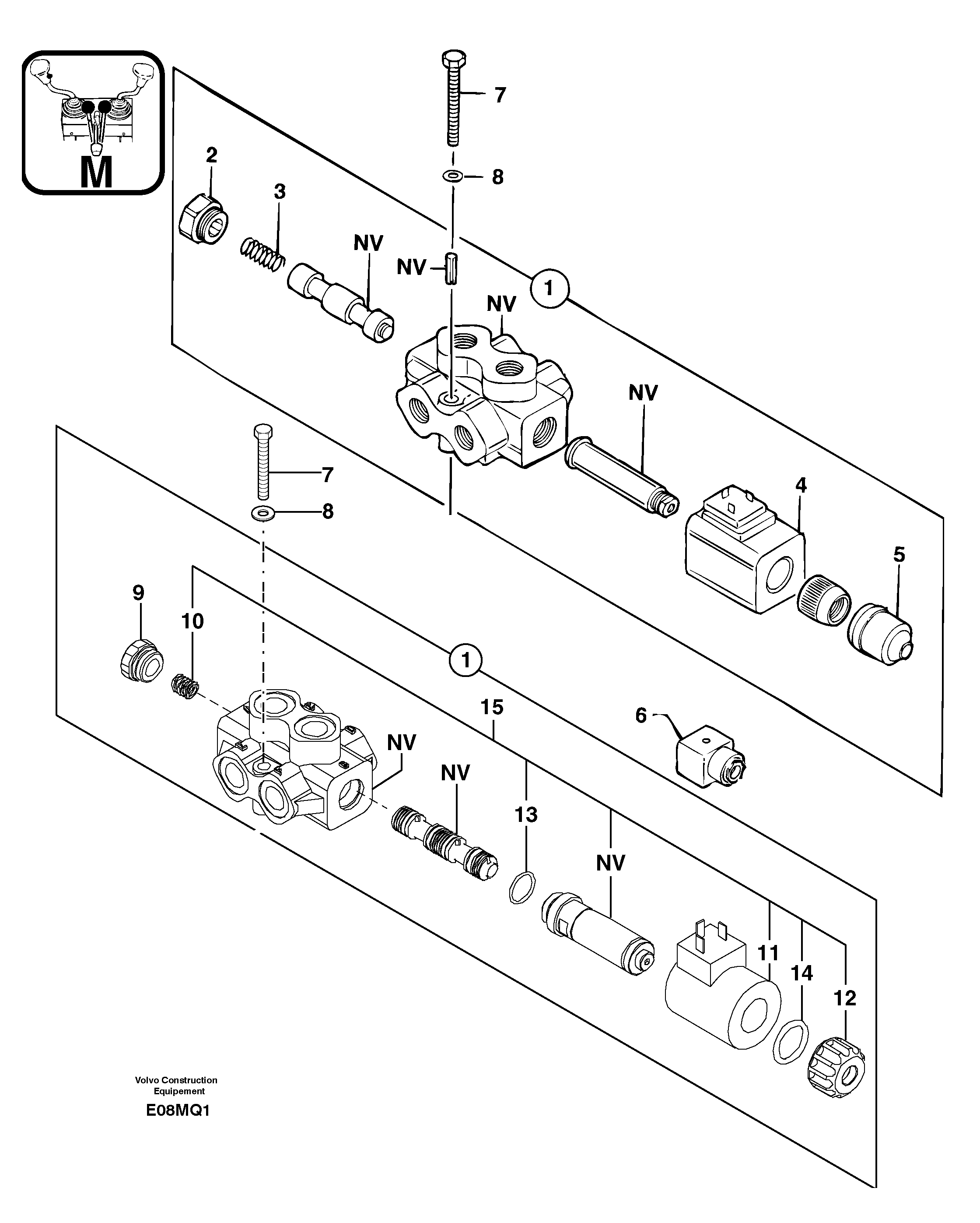 Схема запчастей Volvo EC14 TYPE 246, 271 - 23444 Slewing-offset selector switch 
