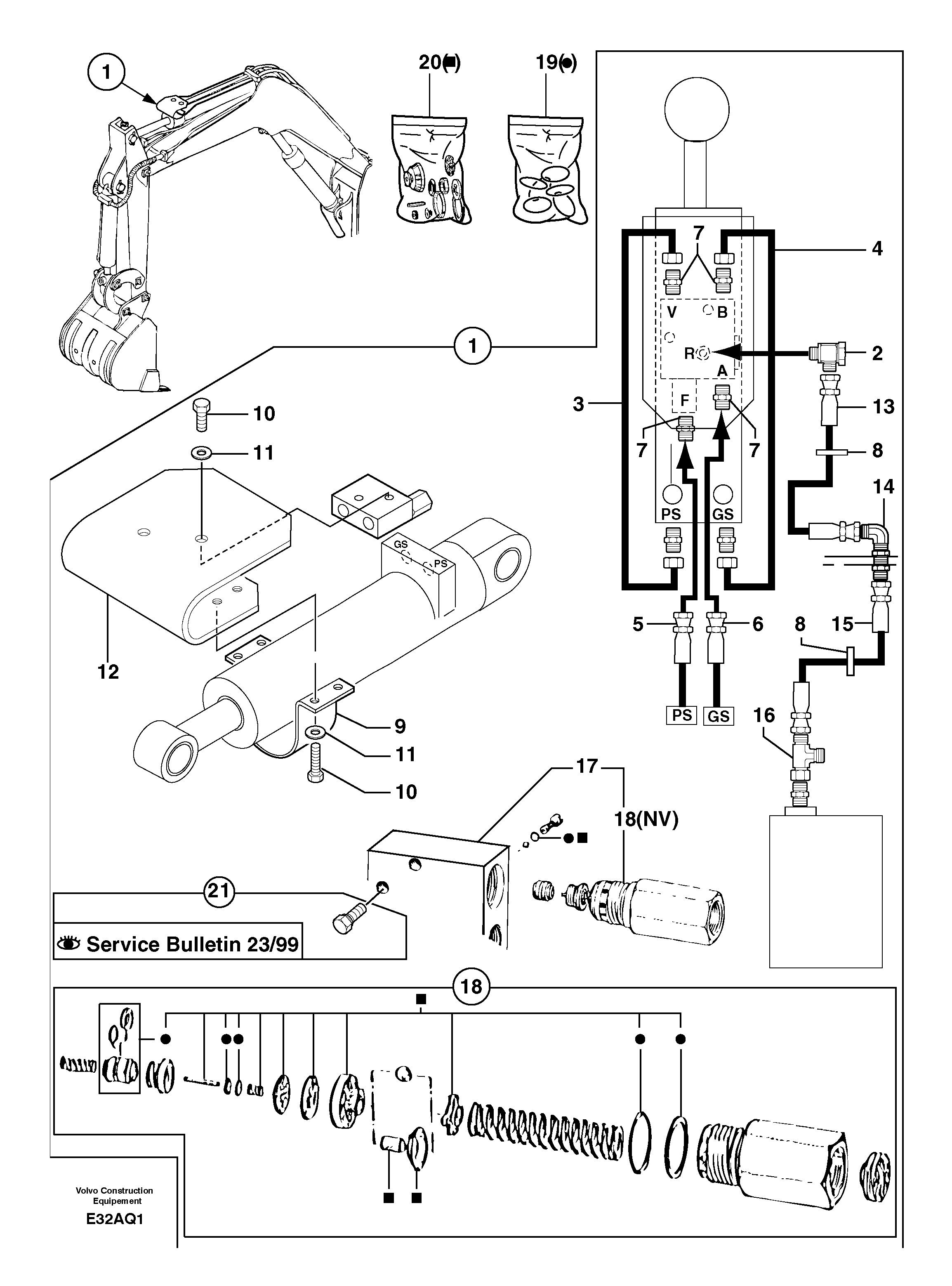 Схема запчастей Volvo EC14 TYPE 246, 271 - 29020 Safety valve ( dipper arm cylinder ) 
