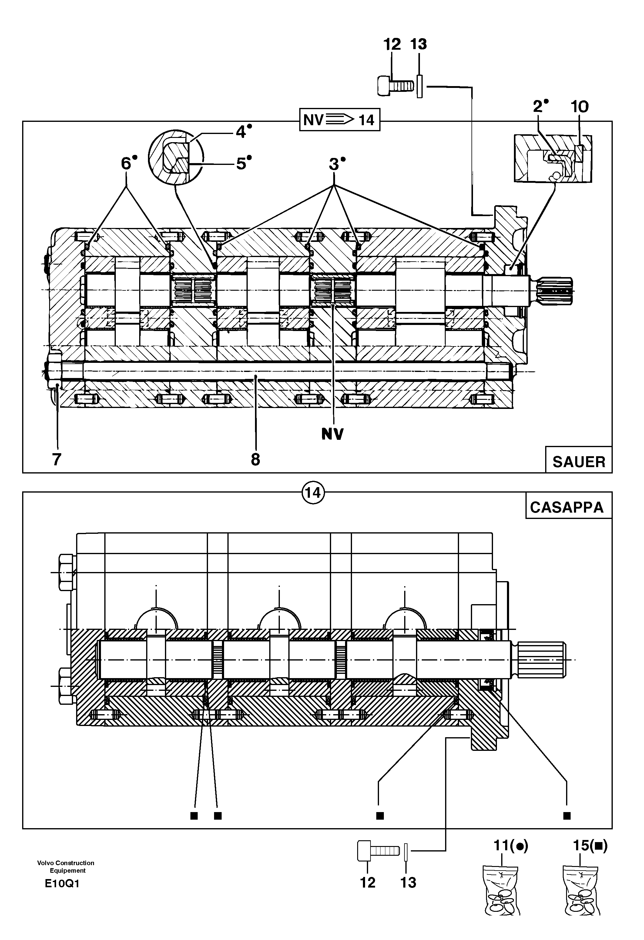 Схема запчастей Volvo EC14 TYPE 246, 271 - 25854 Гидронасос (основной насос) 