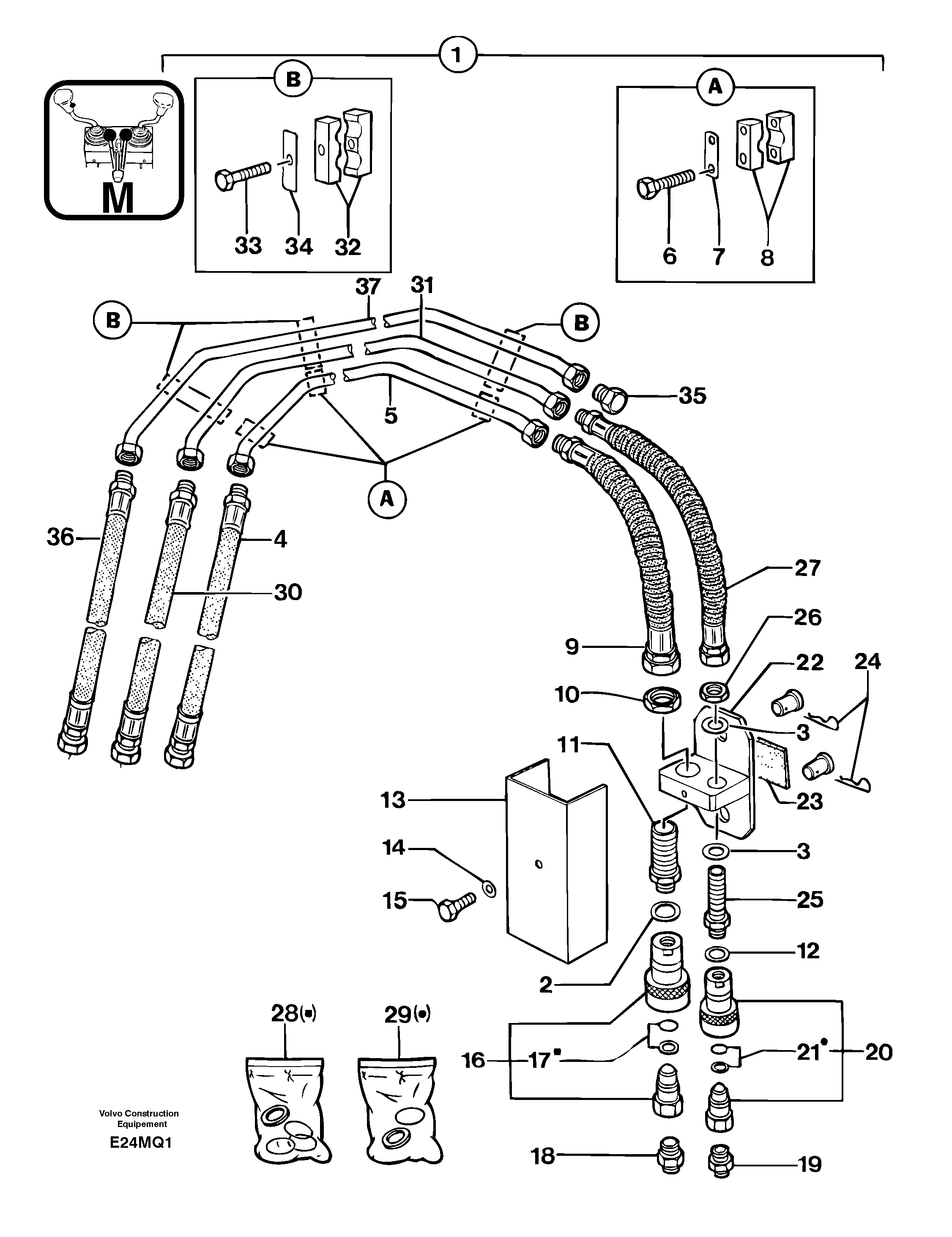 Схема запчастей Volvo EC14 TYPE 246, 271 - 101968 Hydraulic circuit ( accessories ) 