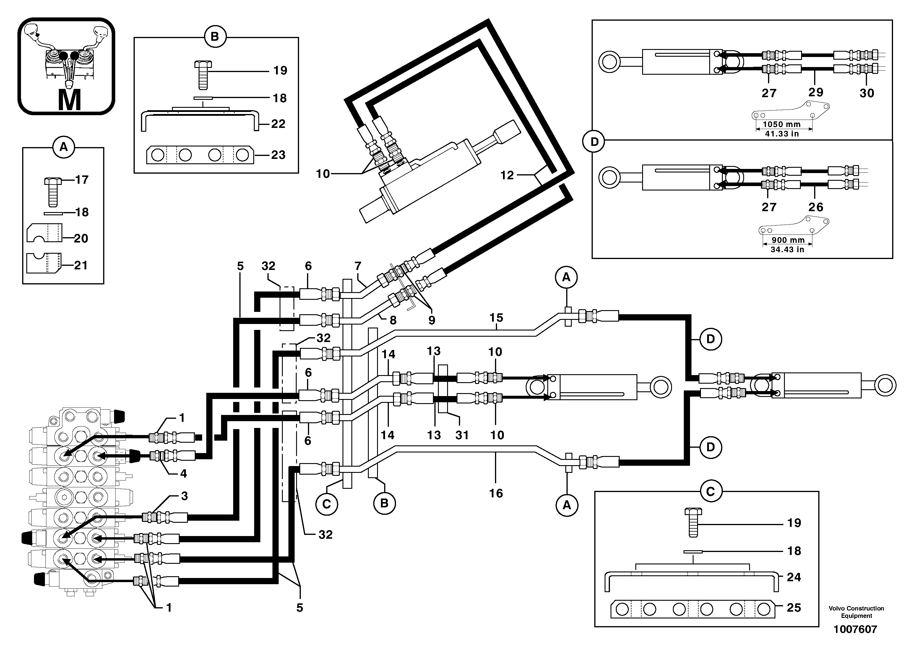 Схема запчастей Volvo EC14 TYPE 246, 271 - 104914 Hydr. circuit.( boom / dipper arm / bucket ) 