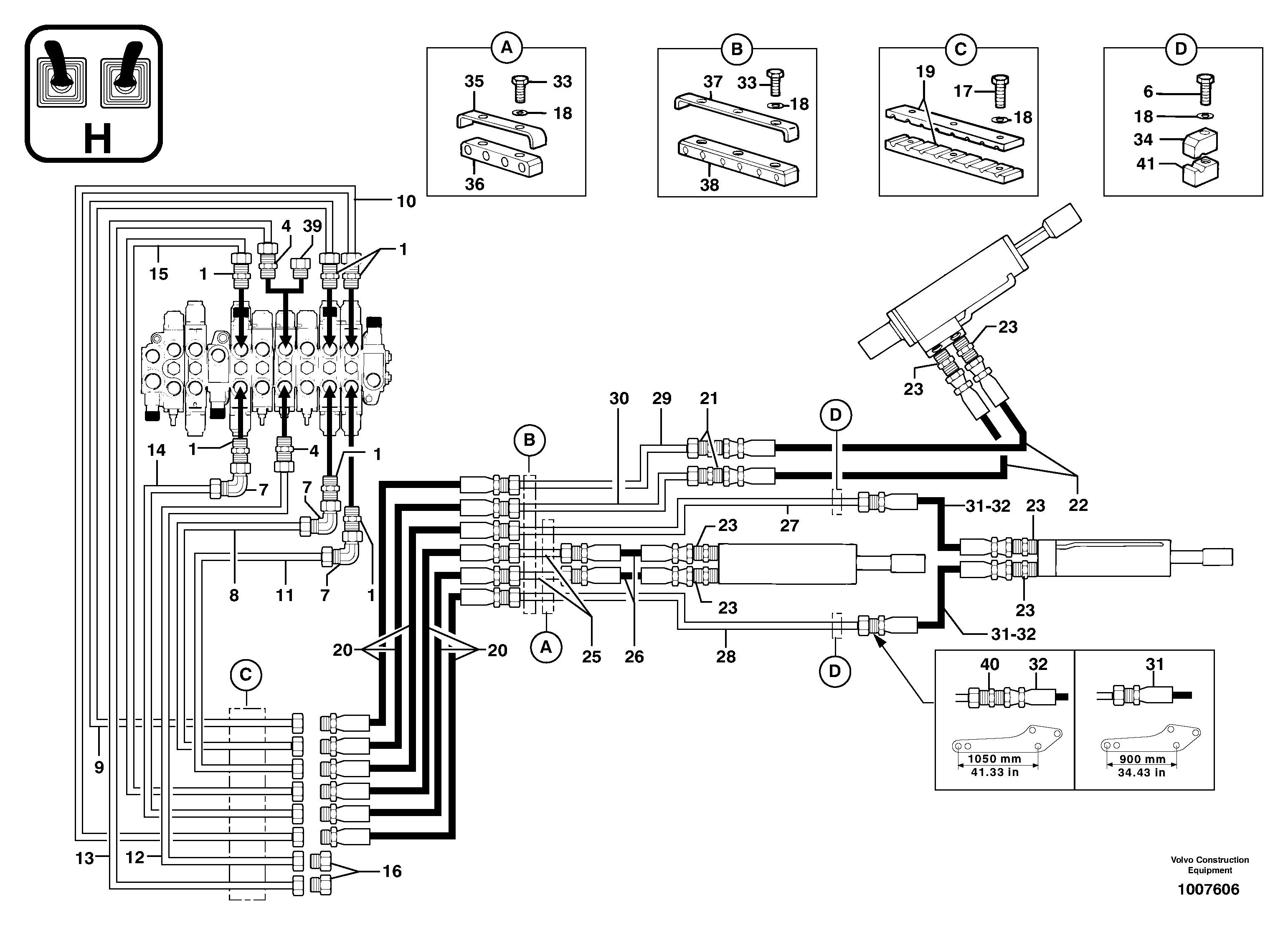 Схема запчастей Volvo EC14 TYPE 246, 271 - 105639 Hydr. circuit.( boom / dipper arm / bucket ) 