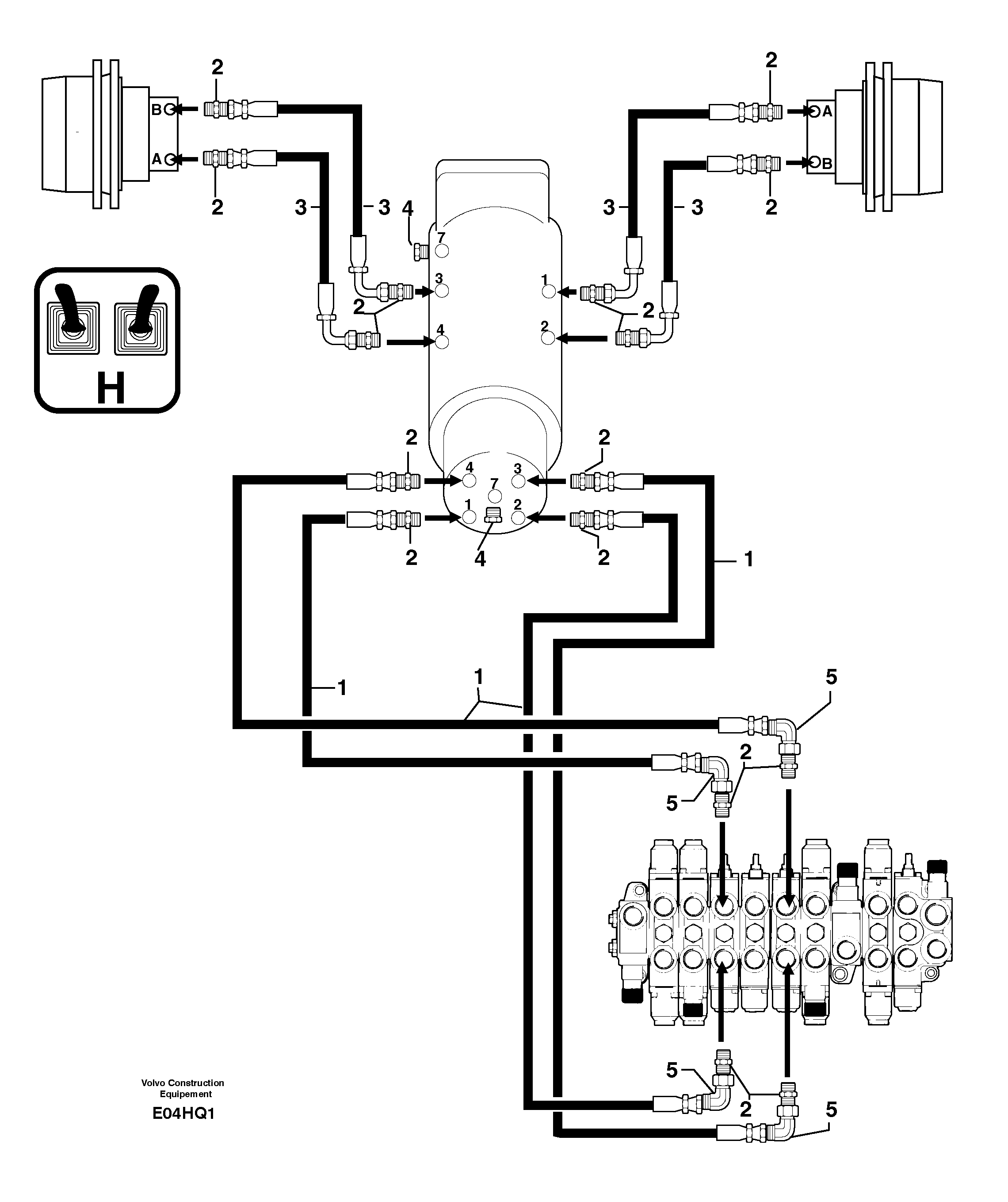 Схема запчастей Volvo EC14 TYPE 246, 271 - 21111 Hydr. circuit. ( travelling ) 