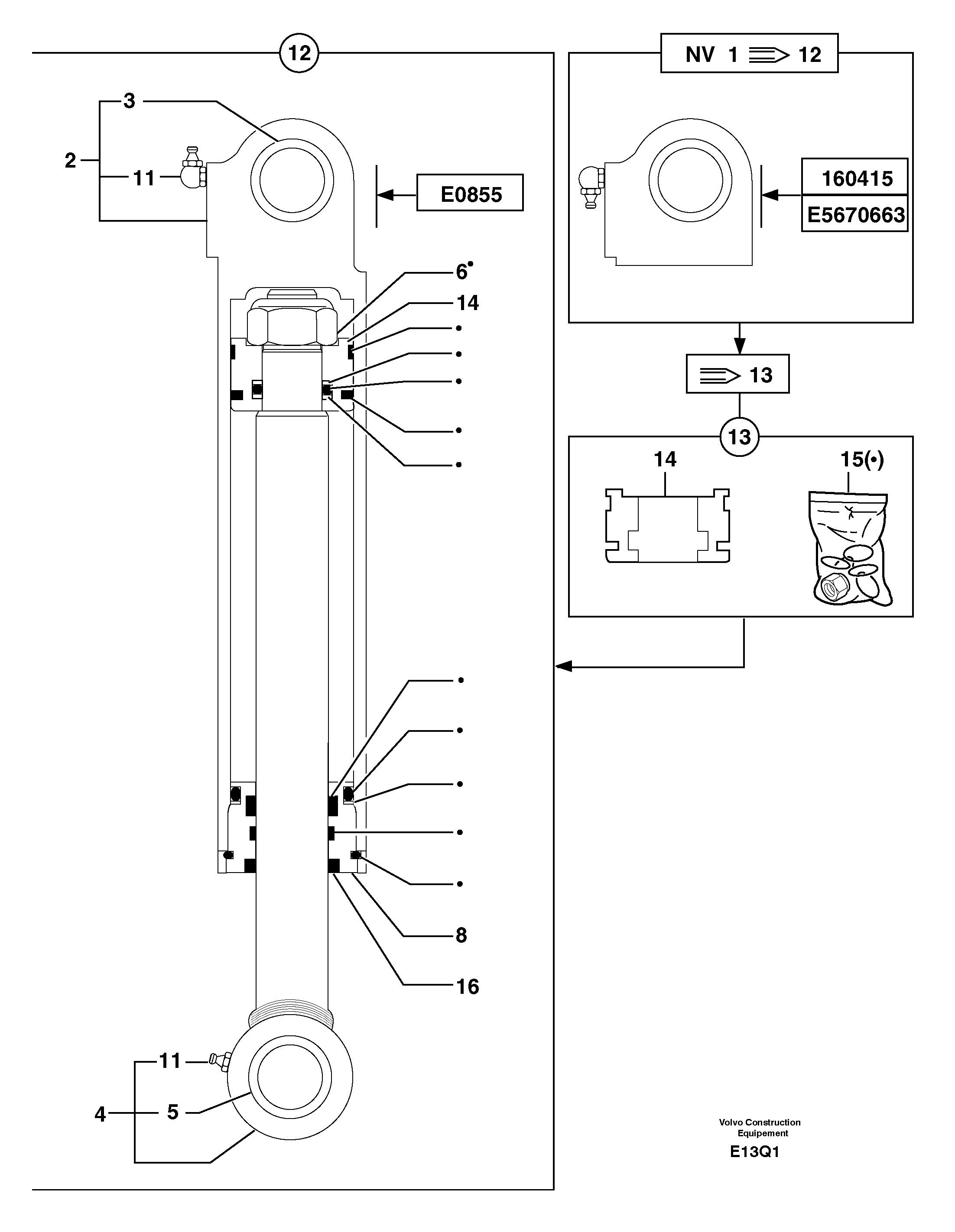 Схема запчастей Volvo EC14 TYPE 246, 271 - 25472 Dipper arm cylinder 