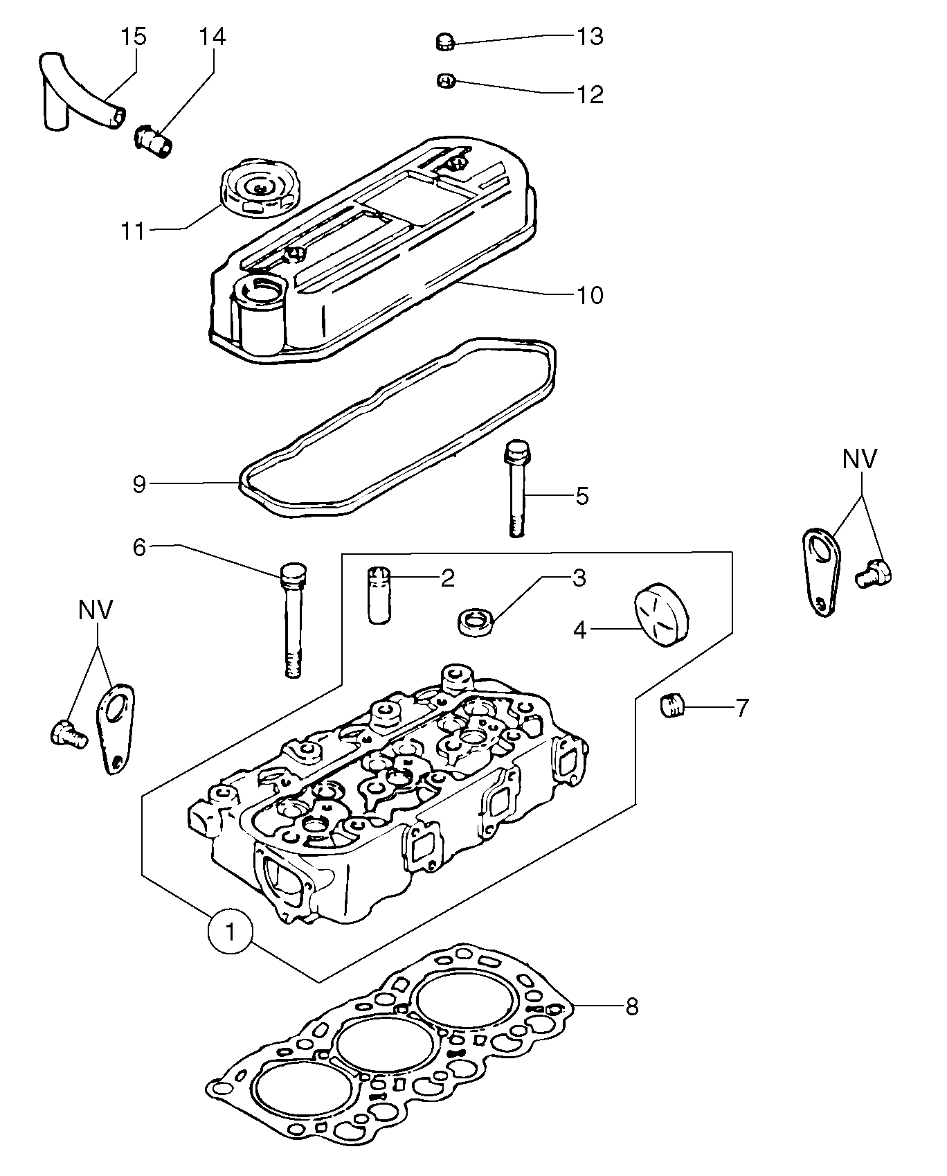 Схема запчастей Volvo EC20 TYPE 263 XT/XTV - 14865 Головка блока цилиндров 