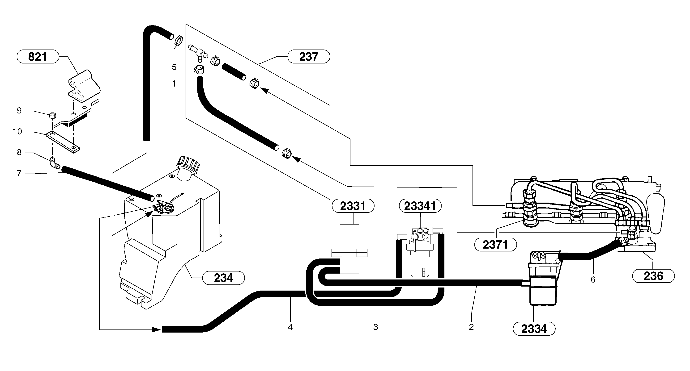 Схема запчастей Volvo EC20 TYPE 263 XT/XTV - 9816 Fuel circuit 