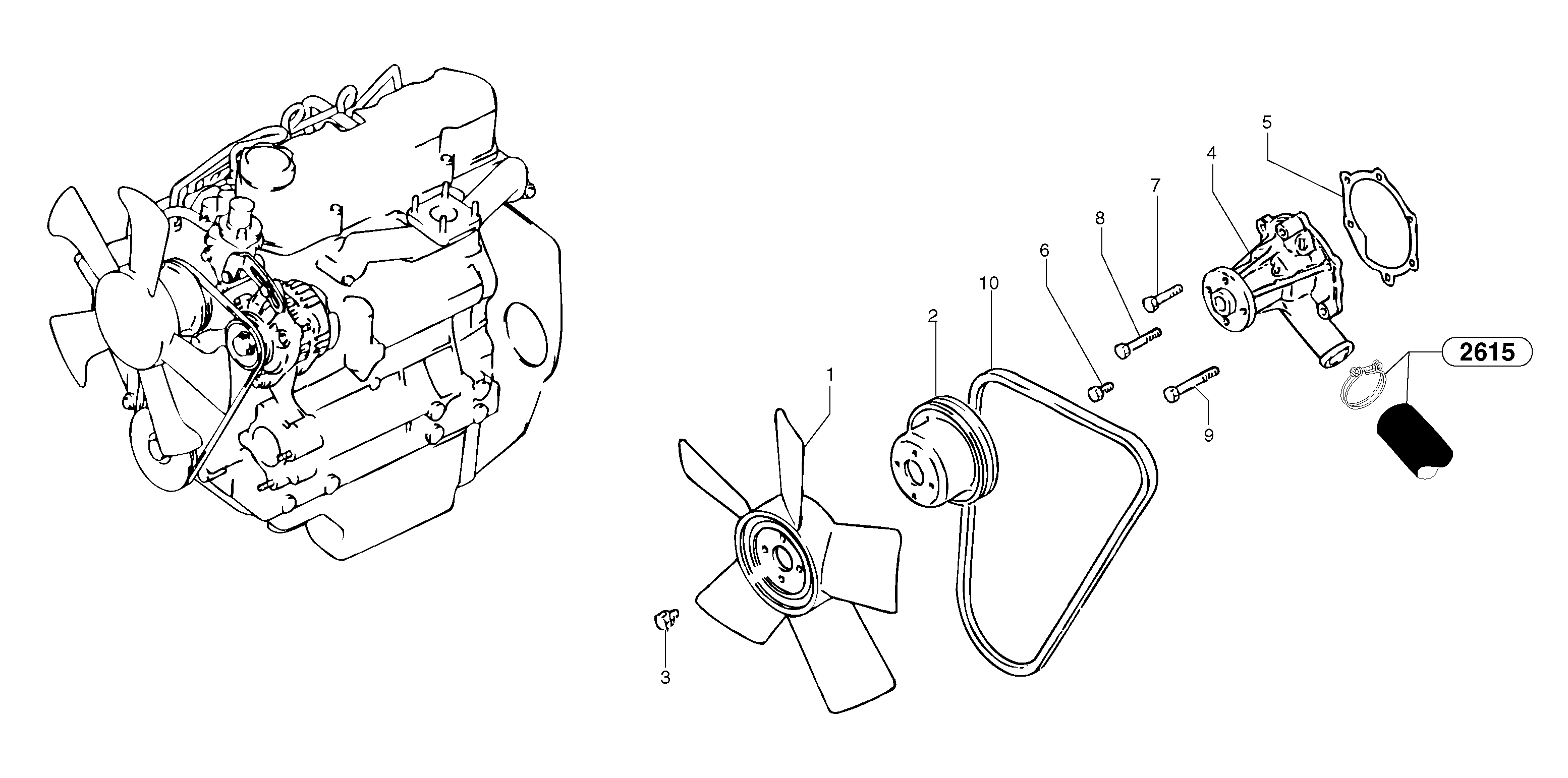 Схема запчастей Volvo EC20 TYPE 263 XT/XTV - 13820 Водяной насос 