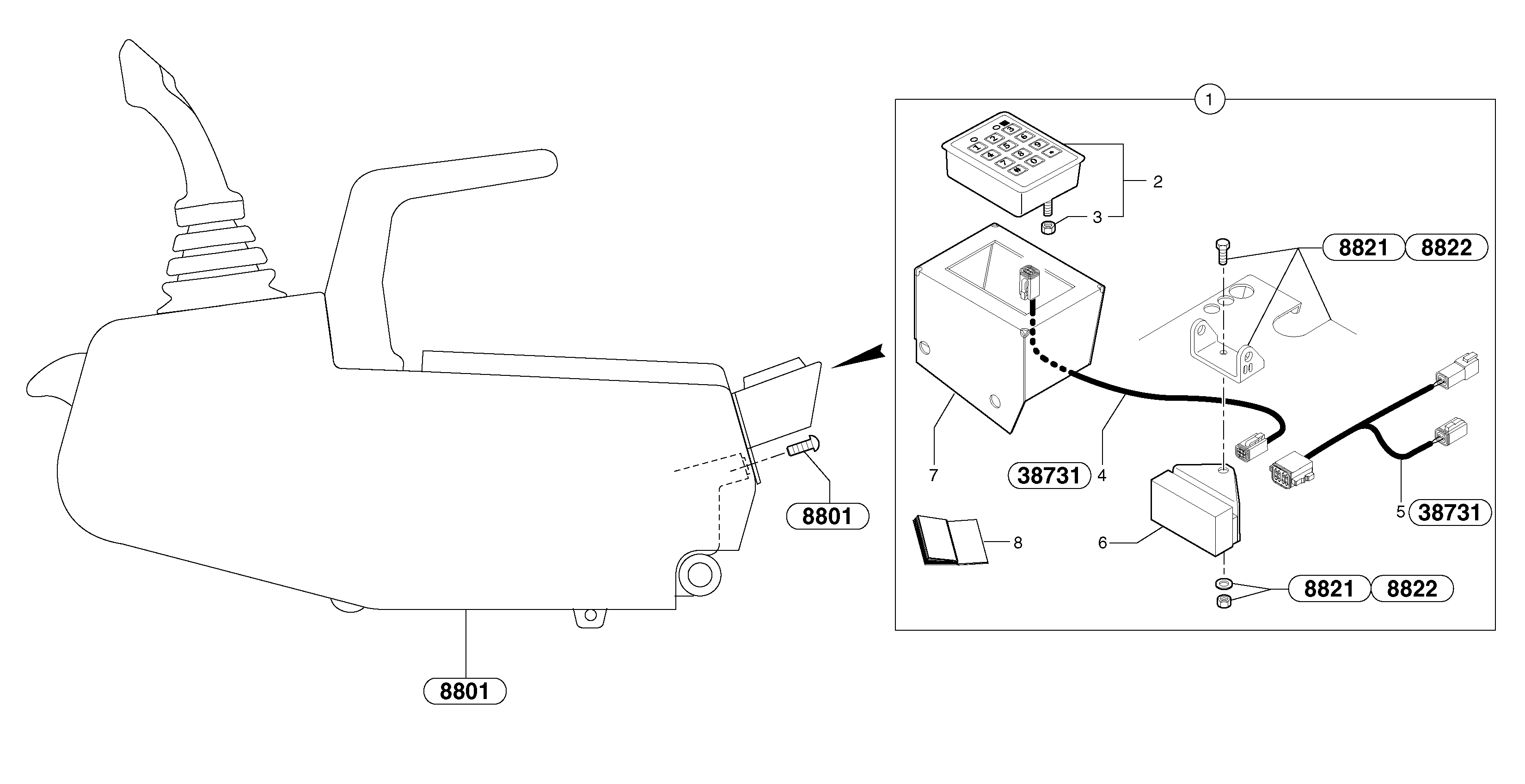 Схема запчастей Volvo EC20 TYPE 263 XT/XTV - 6513 Coded keypad ( anti-start ) 