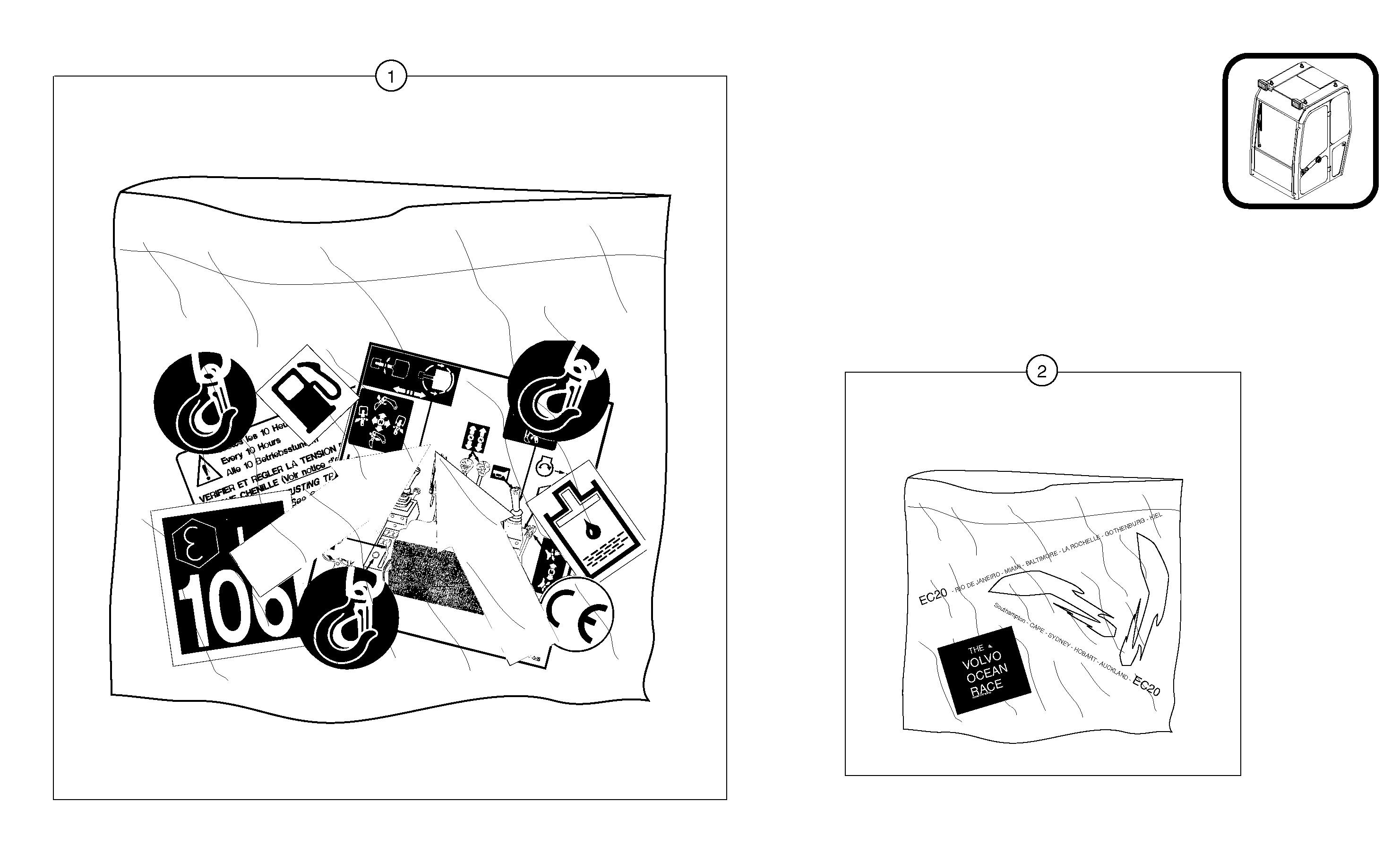 Схема запчастей Volvo EC20 TYPE 263 XT/XTV - 7278 Transfer : cab (us) 