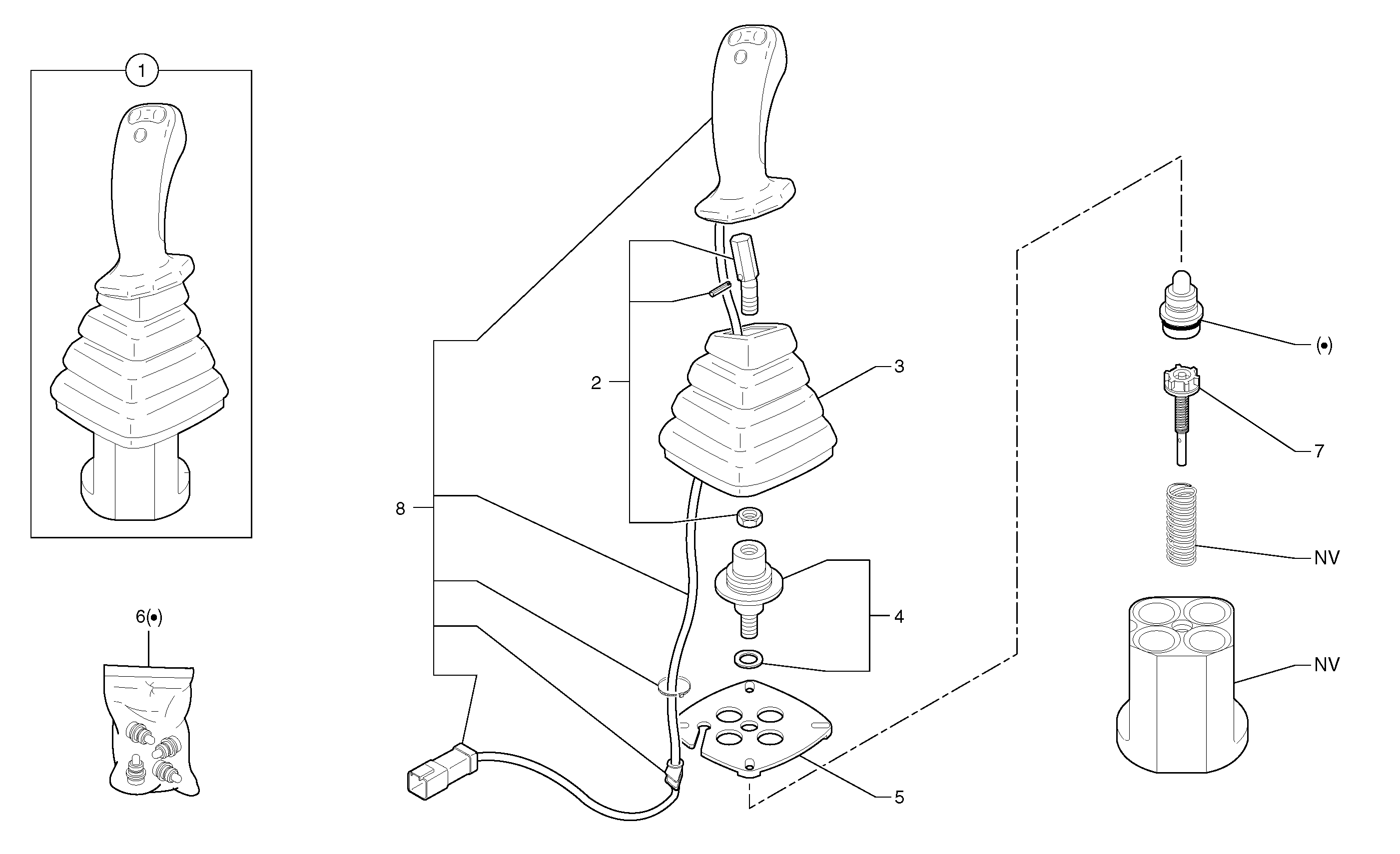 Схема запчастей Volvo EC20 TYPE 263 XT/XTV - 8198 Control lever : dipper arm / slewing ( left ) 