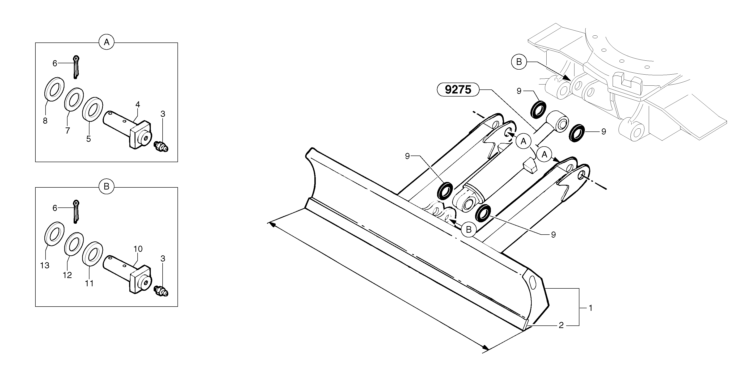 Схема запчастей Volvo EC20 TYPE 263 XT/XTV - 46181 Лезвие отвала (аутригера) 