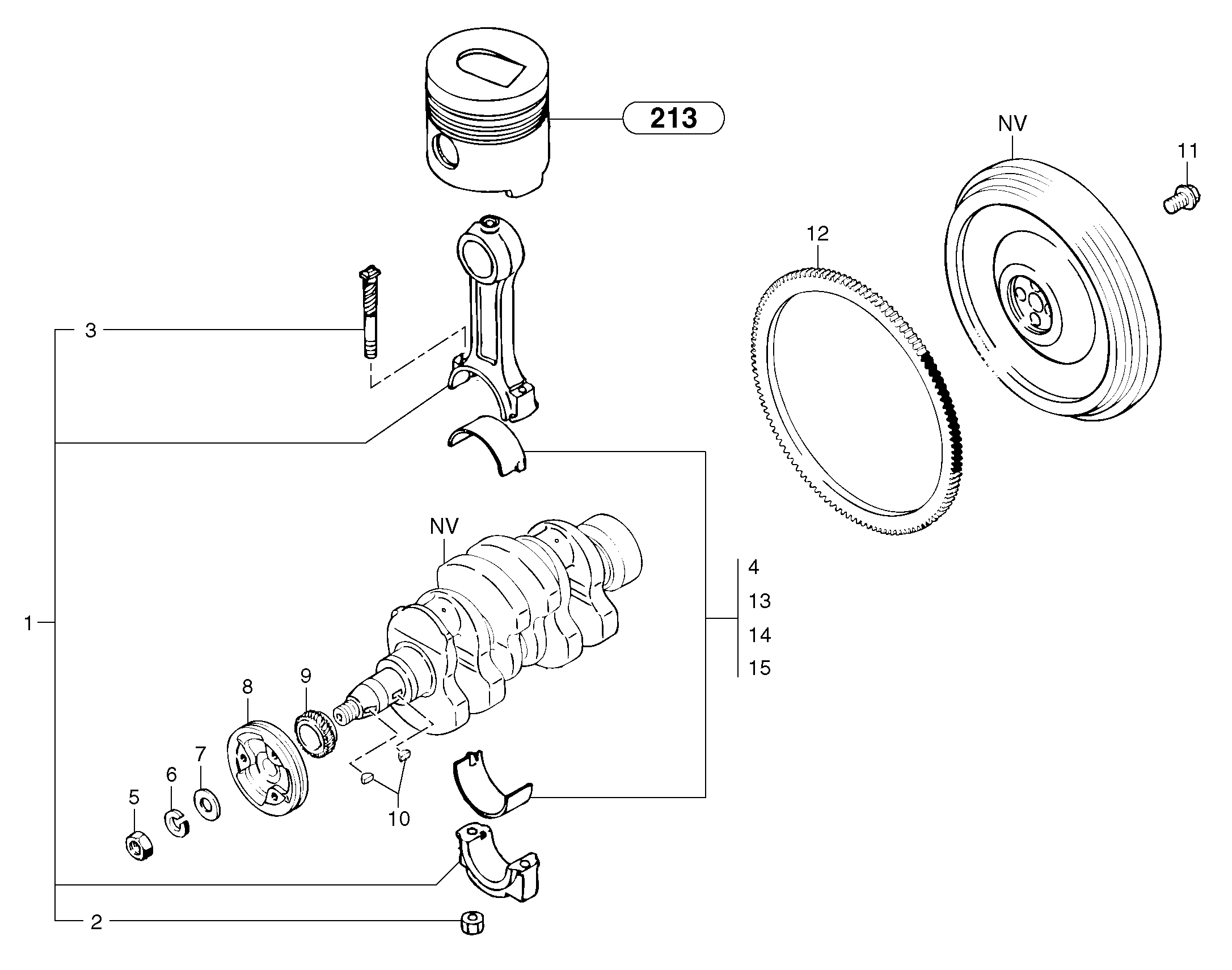 Схема запчастей Volvo EC25 TYPE 281 - 54021 Connecting rods 