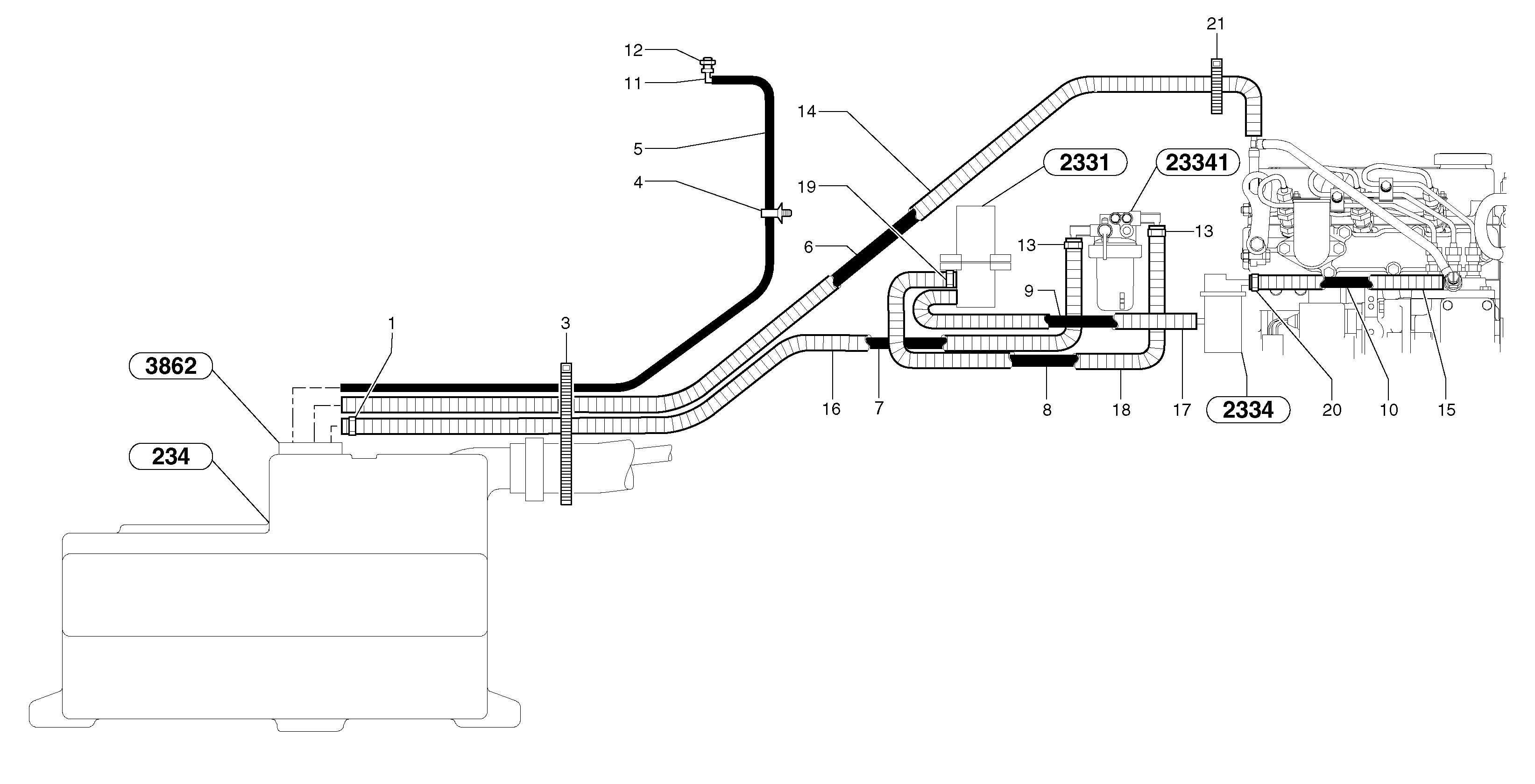 Схема запчастей Volvo EC25 TYPE 281 - 21695 Fuel circuit 