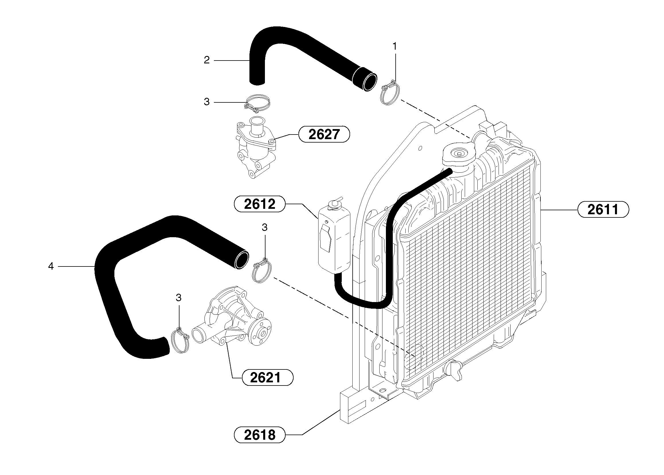 Схема запчастей Volvo EC25 TYPE 281 - 7502 Cooling circuit 