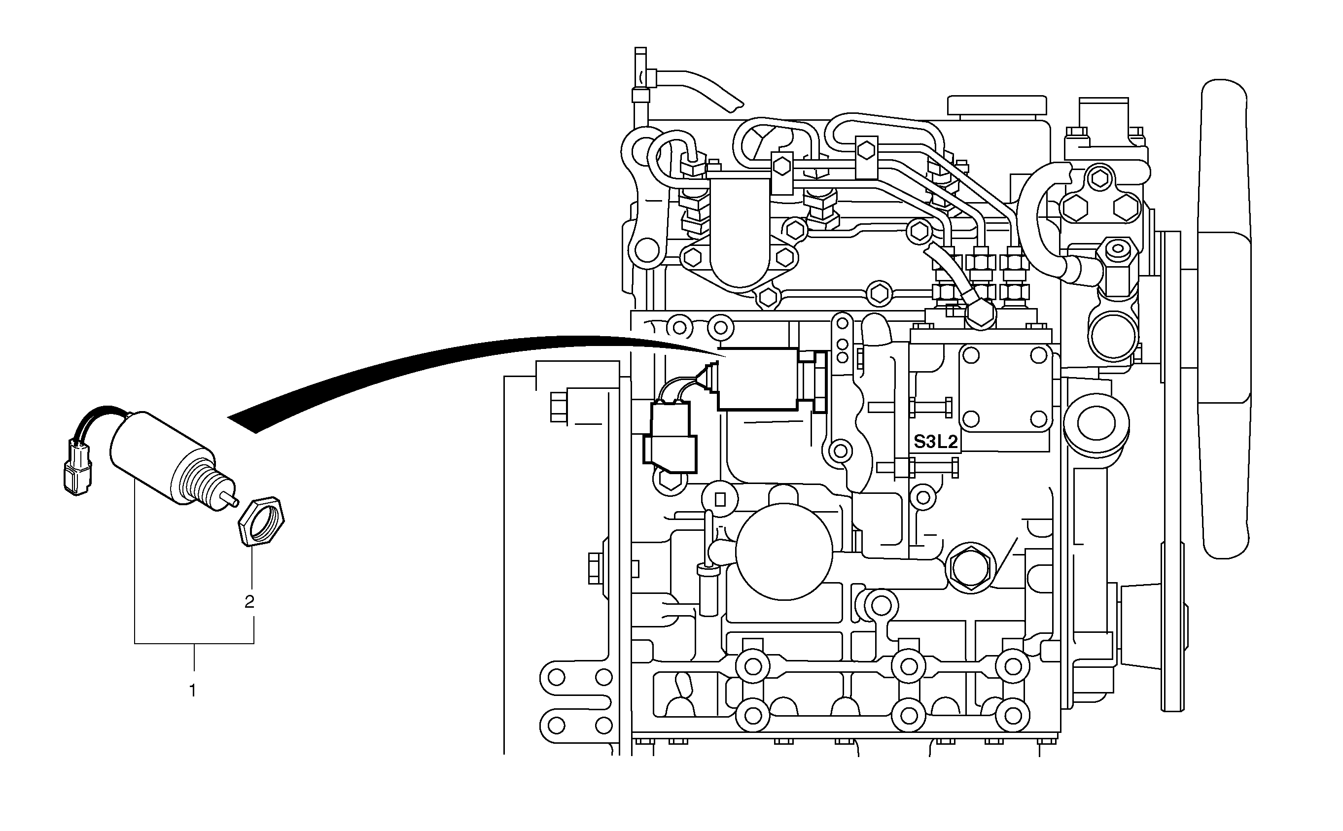 Схема запчастей Volvo EC25 TYPE 281 - 25487 Engine stop electromagnet 