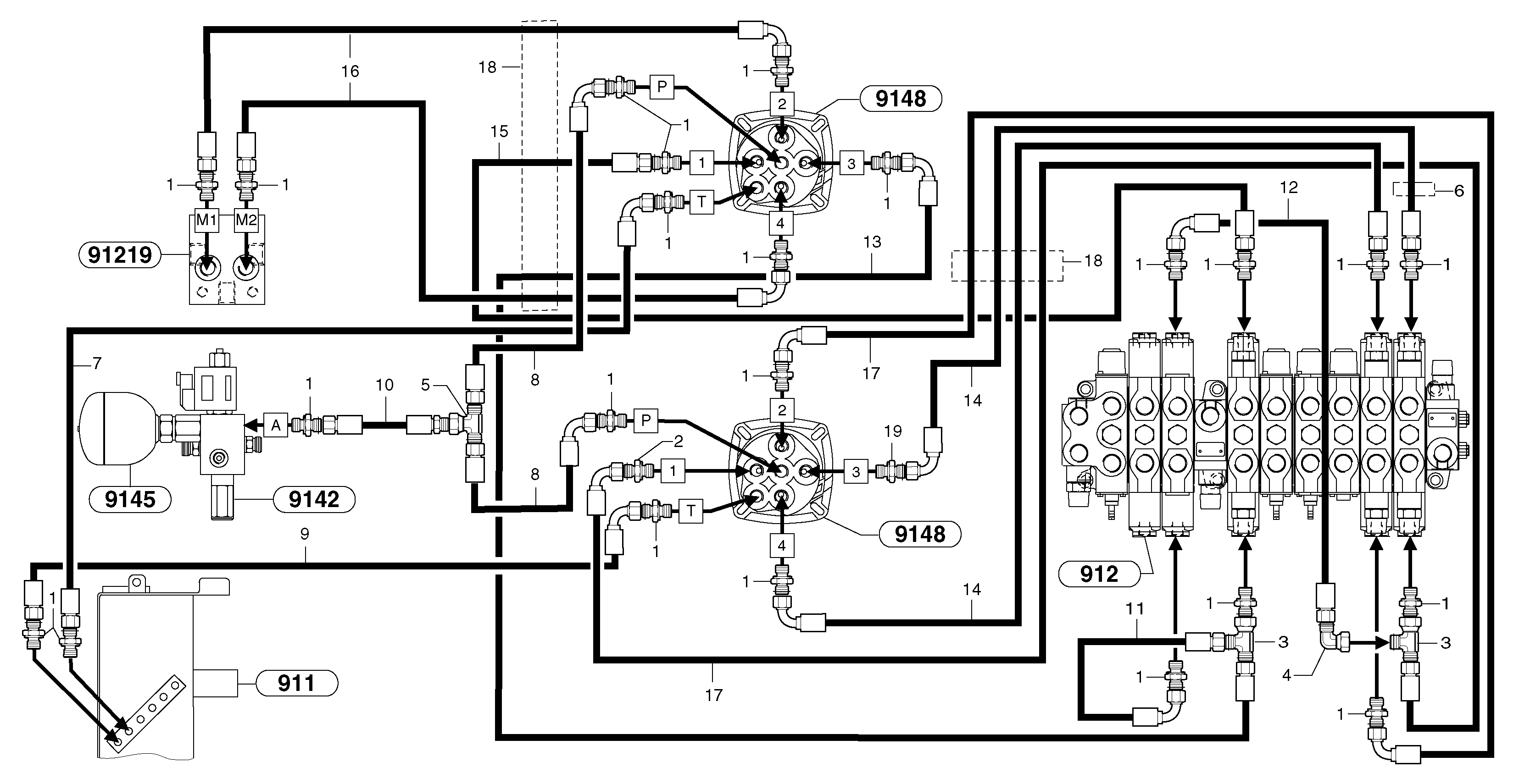 Схема запчастей Volvo EC25 TYPE 281 - 92237 Hydr. circuit ( controls attachment ) 