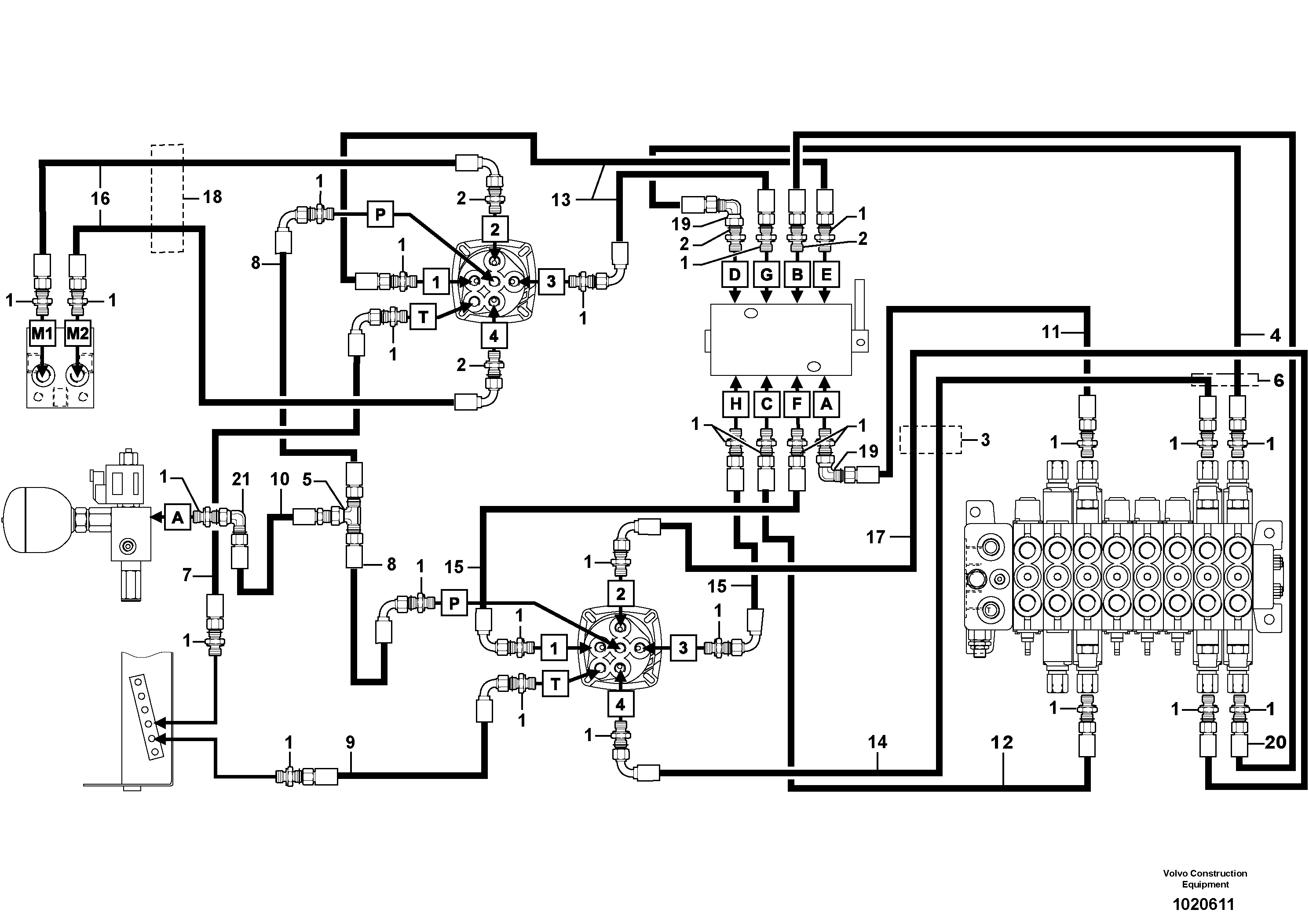 Схема запчастей Volvo EC25 TYPE 281 - 97486 Hydr. circuit ( controls attachment ) 