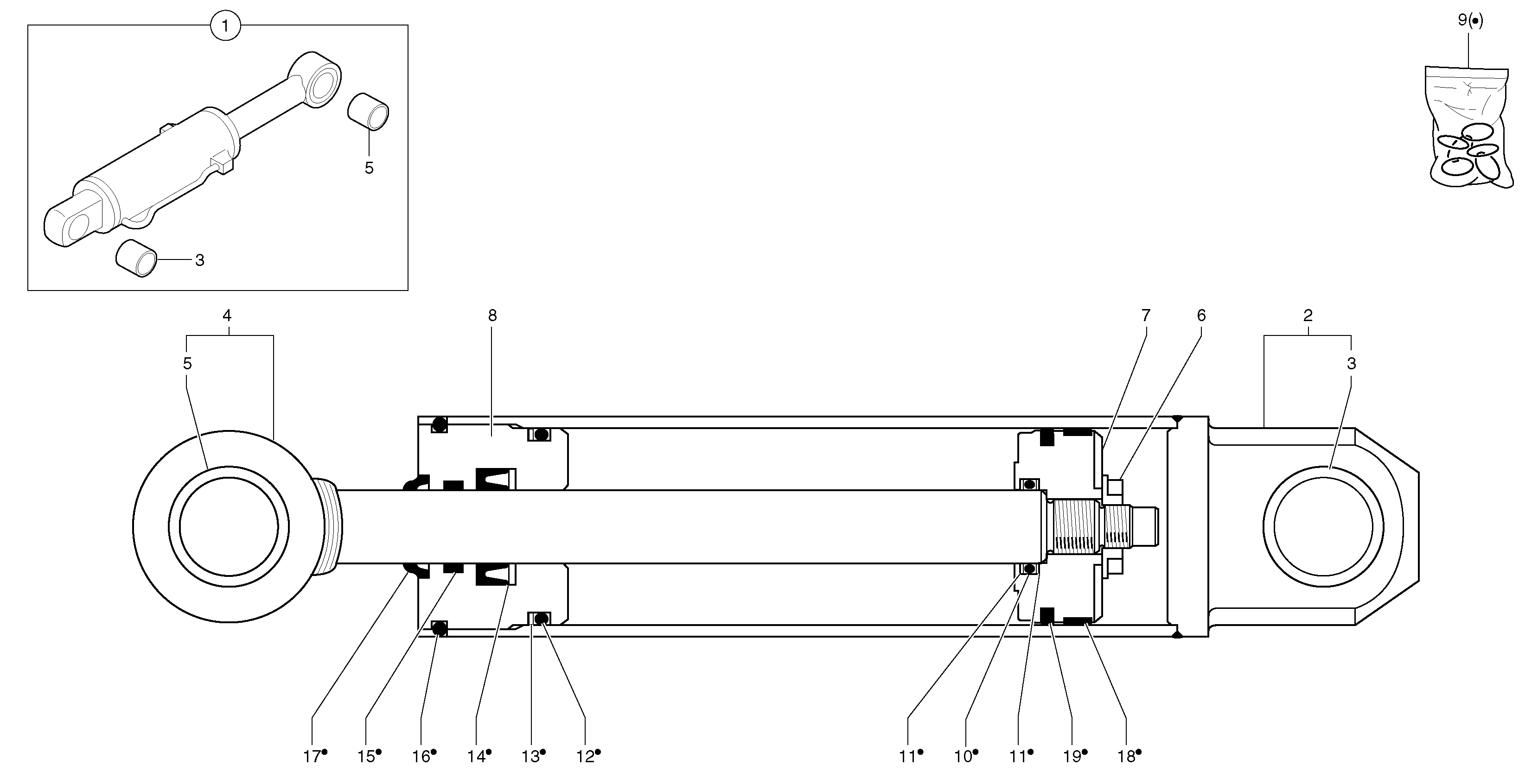 Схема запчастей Volvo EC25 TYPE 281 - 53753 Гидроцилиндр отвала 