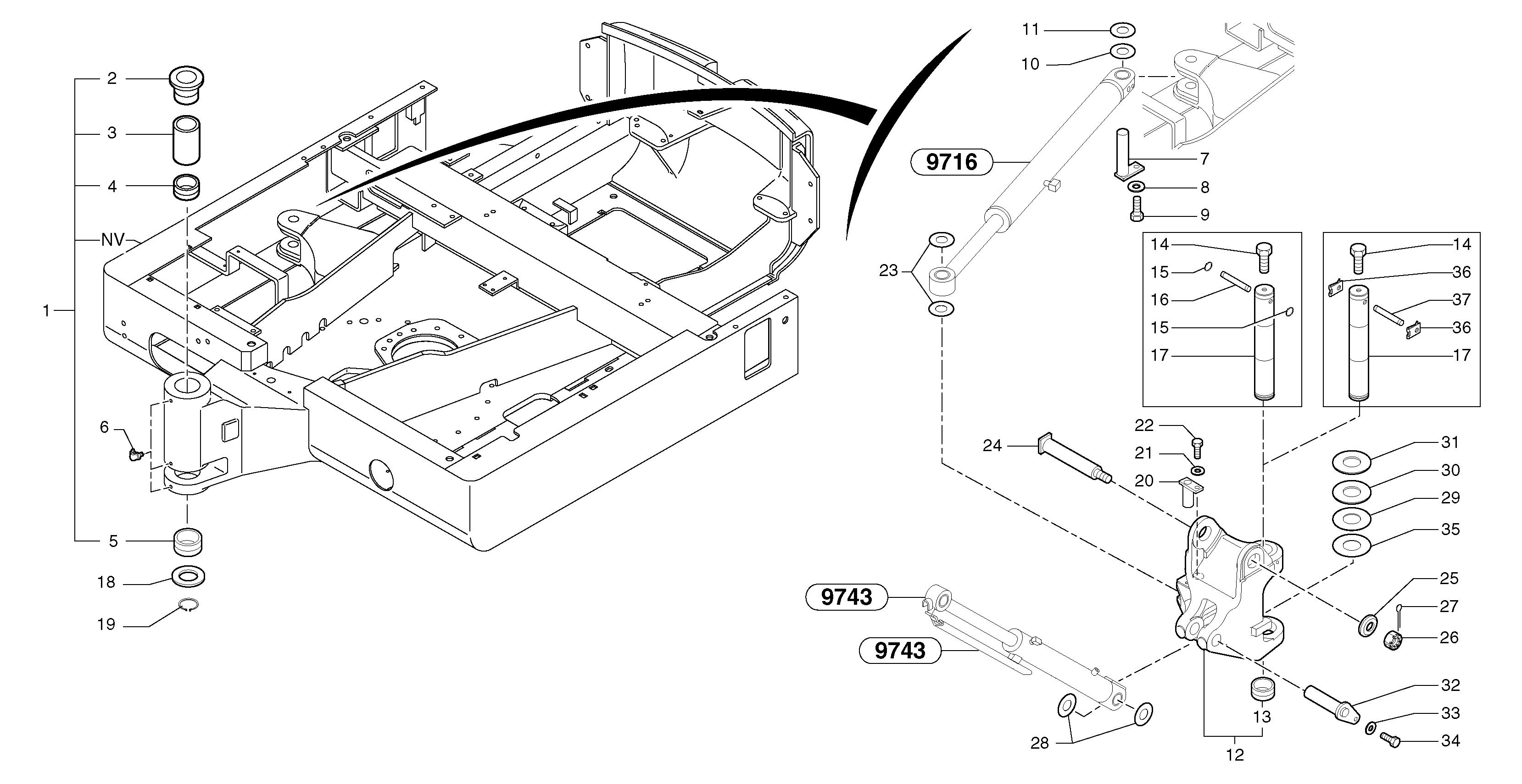 Схема запчастей Volvo EC25 TYPE 281 - 104597 Pivot pin 