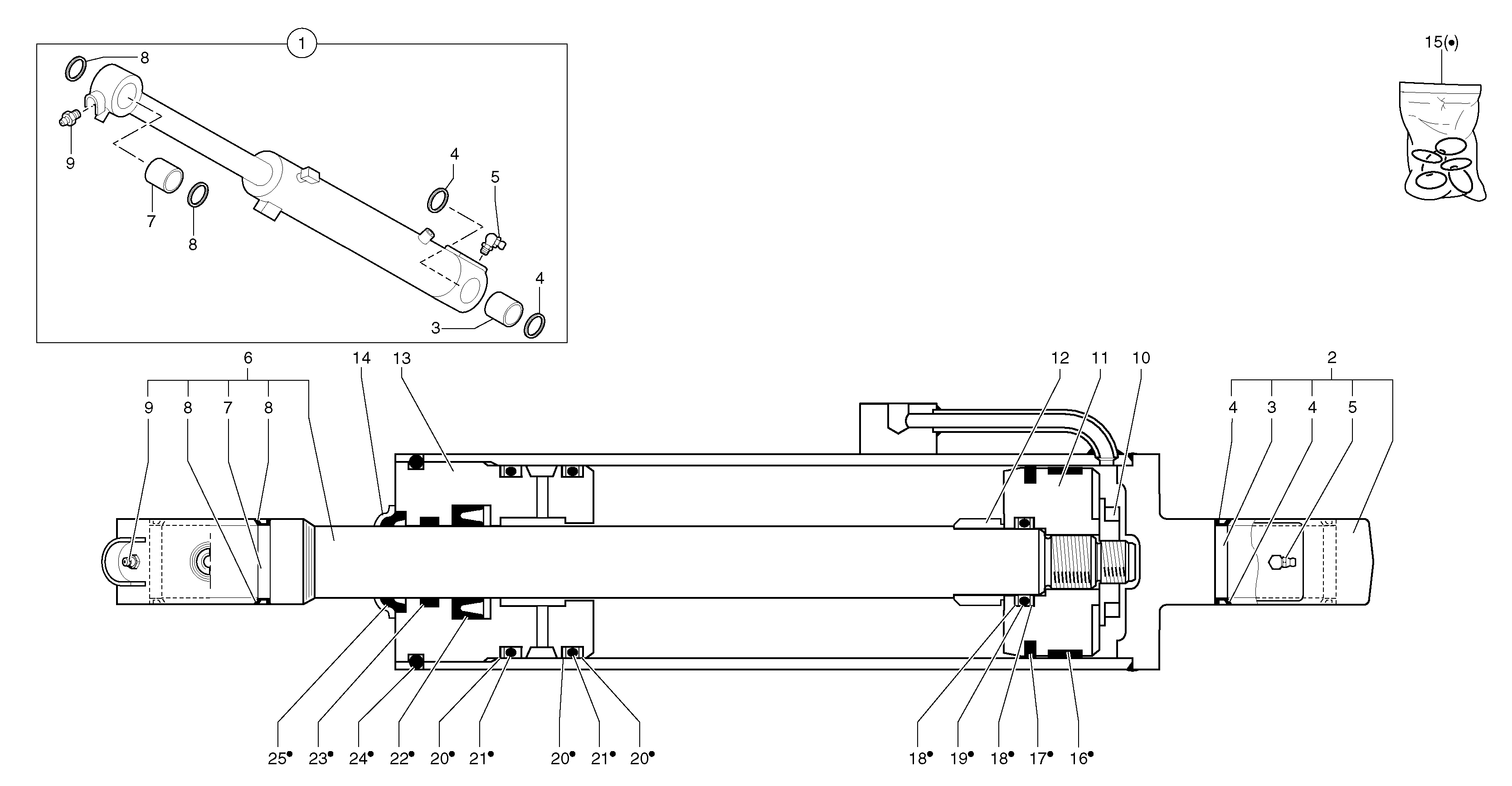 Схема запчастей Volvo EC25 TYPE 281 - 104441 Гидроцилиндр стрелы 