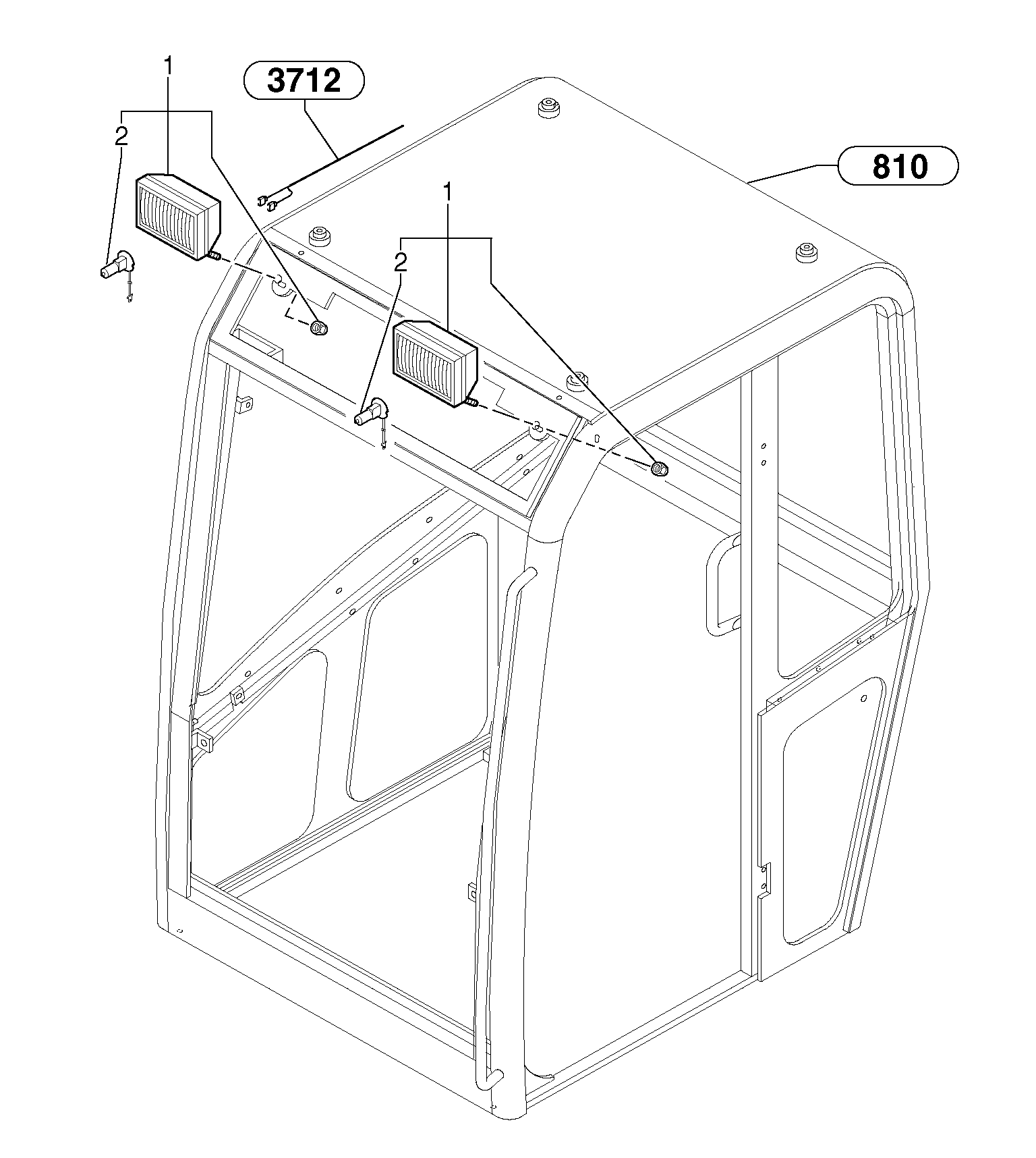 Схема запчастей Volvo EC30 TYPE 282 - 1385 Front headlight on cab 