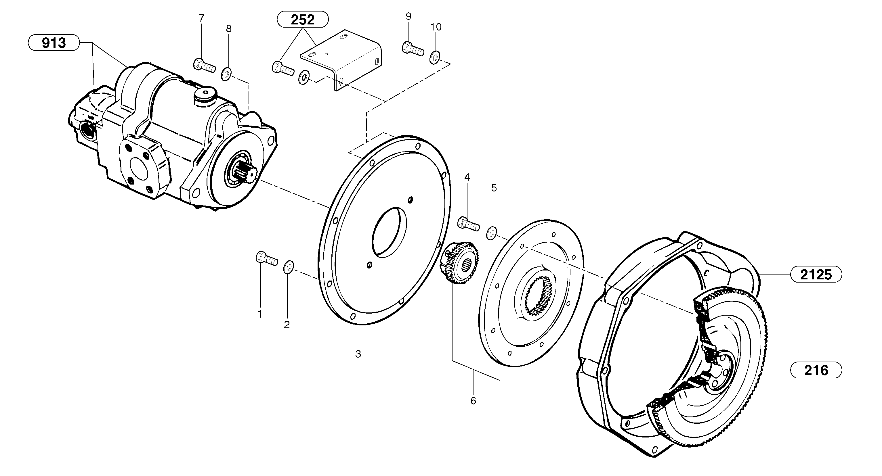 Схема запчастей Volvo EC30 TYPE 282 - 104256 Engine coupling / hydraulic pump 