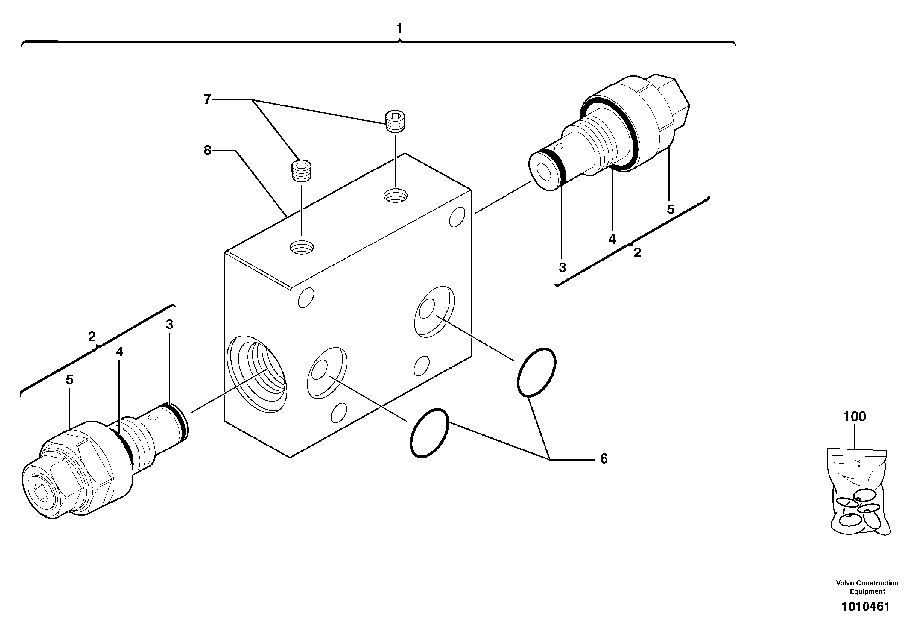 Схема запчастей Volvo EC30 TYPE 282 - 1443 Balancing valve ( travelling ) 