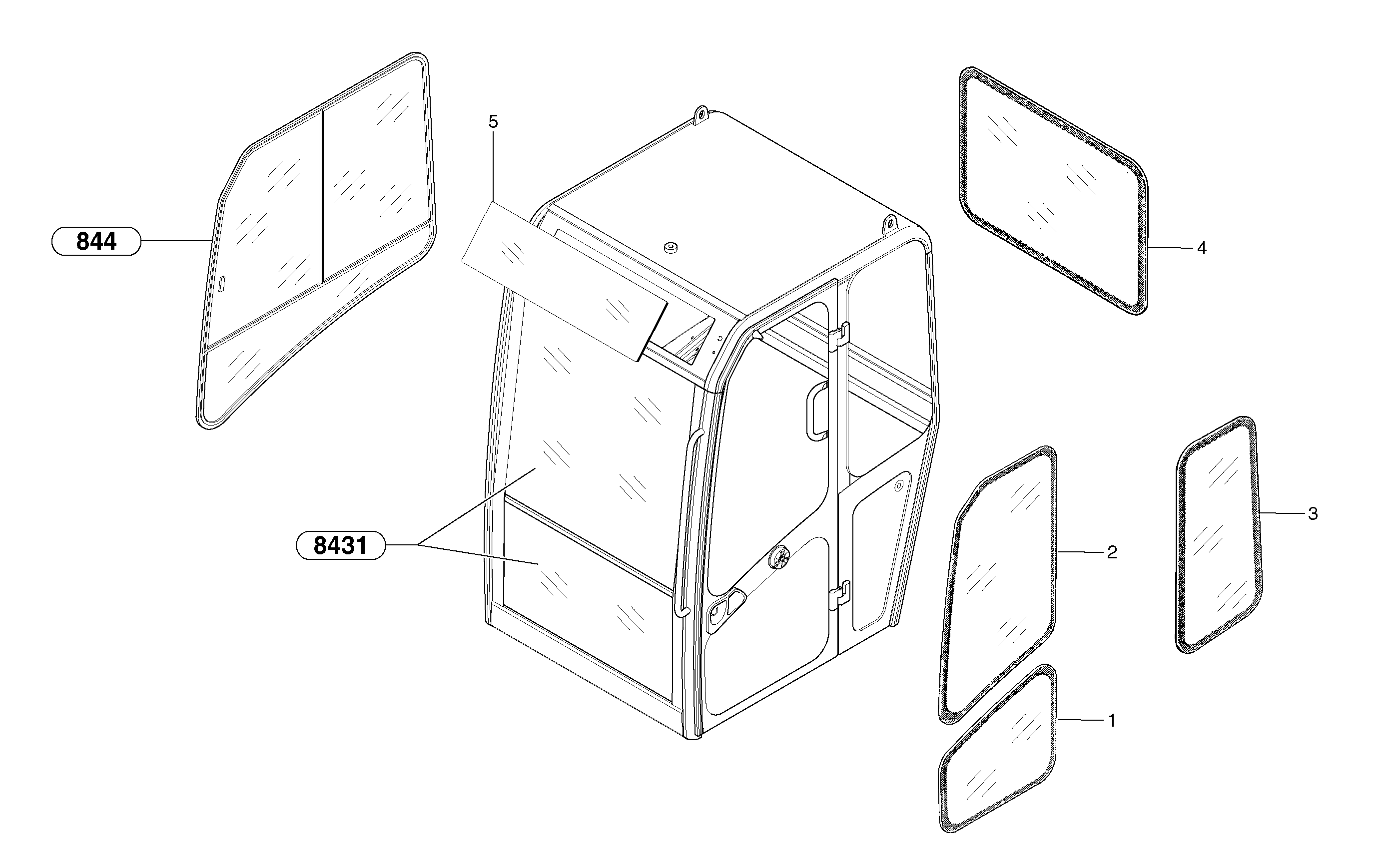 Схема запчастей Volvo EC30 TYPE 282 - 1499 Cab : glass 
