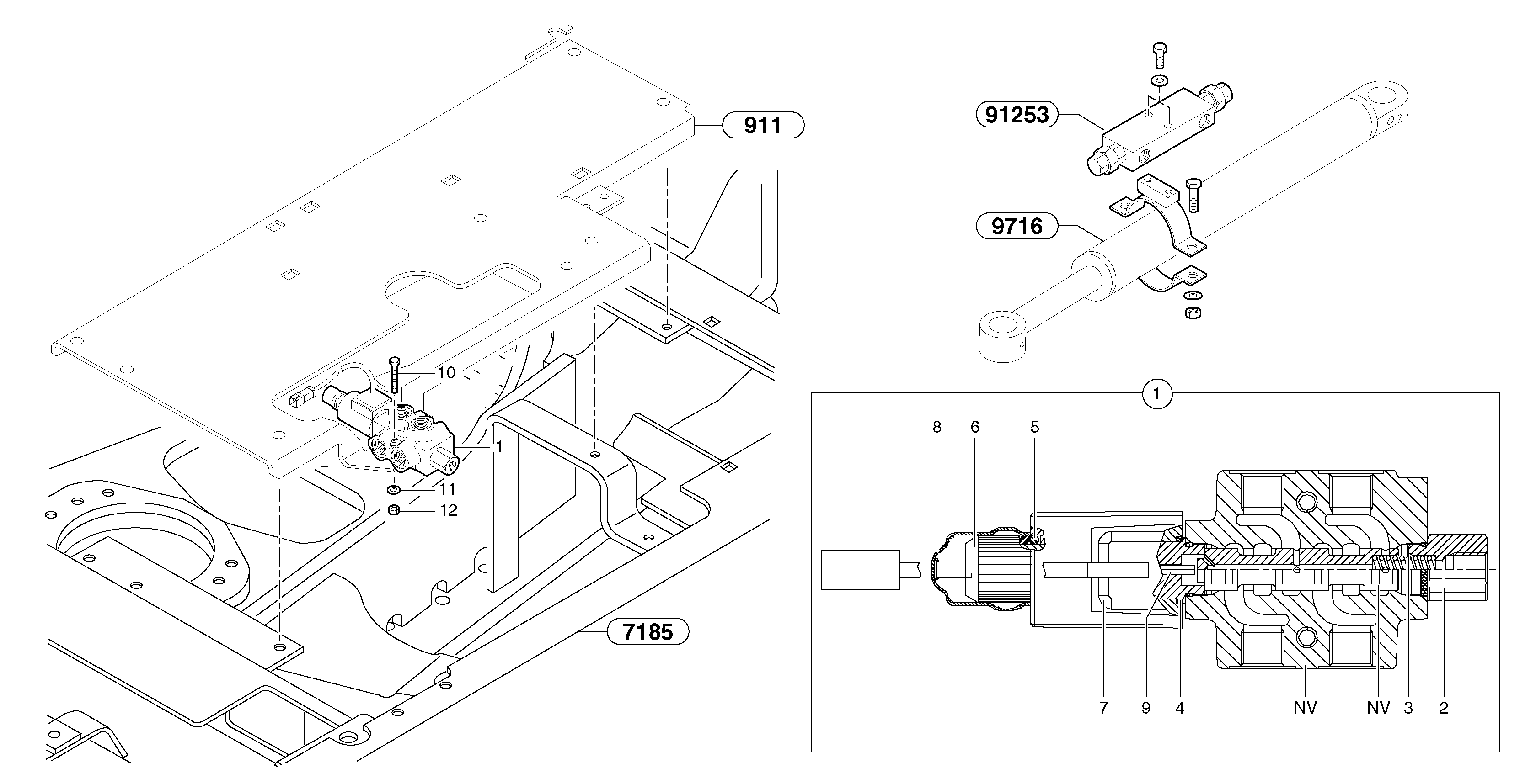Схема запчастей Volvo EC30 TYPE 282 - 2536 Slewing-offset selector switch ( for valve ) 
