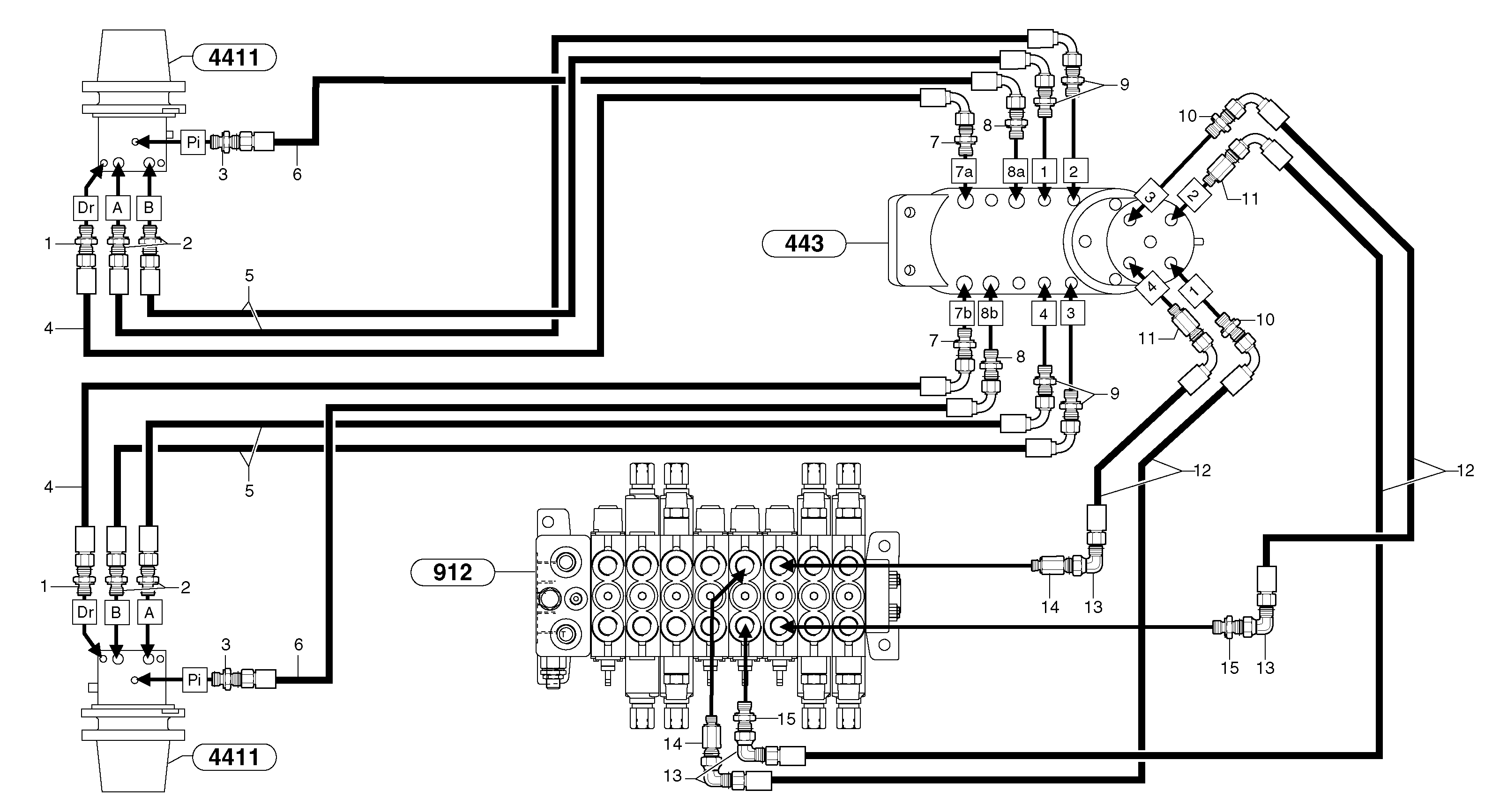 Схема запчастей Volvo EC30 TYPE 282 - 38412 Hydr. circuit. ( travelling ) 