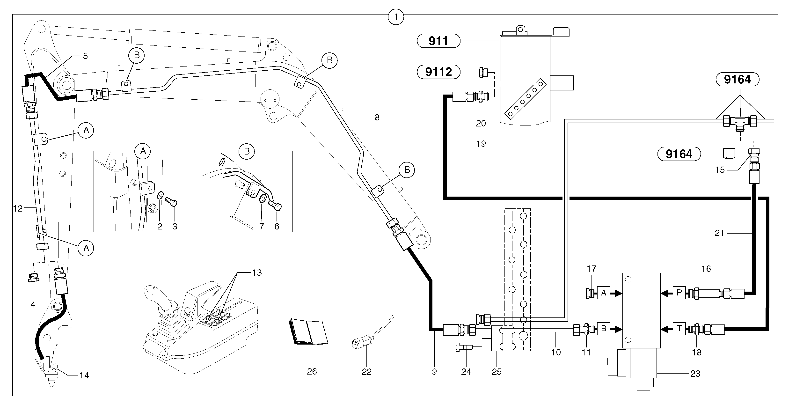 Схема запчастей Volvo EC30 TYPE 282 - 84610 Hydraulic circuit ( snap-action attachment ) 