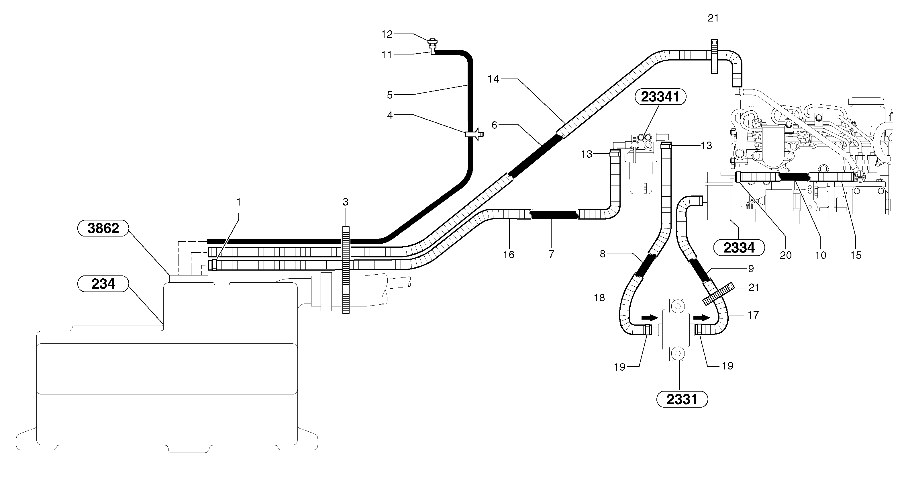 Схема запчастей Volvo EC30 TYPE 282 - 1290 Fuel circuit 