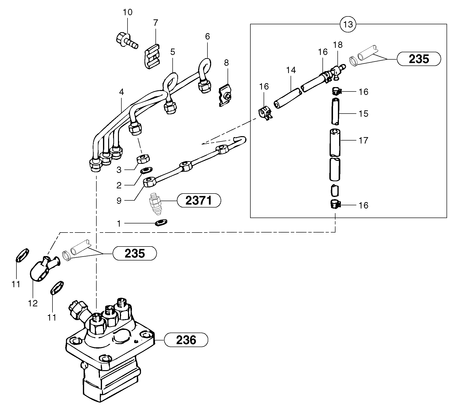 Схема запчастей Volvo EC30 TYPE 282 - 2822 Fuel circuit : injection pump 