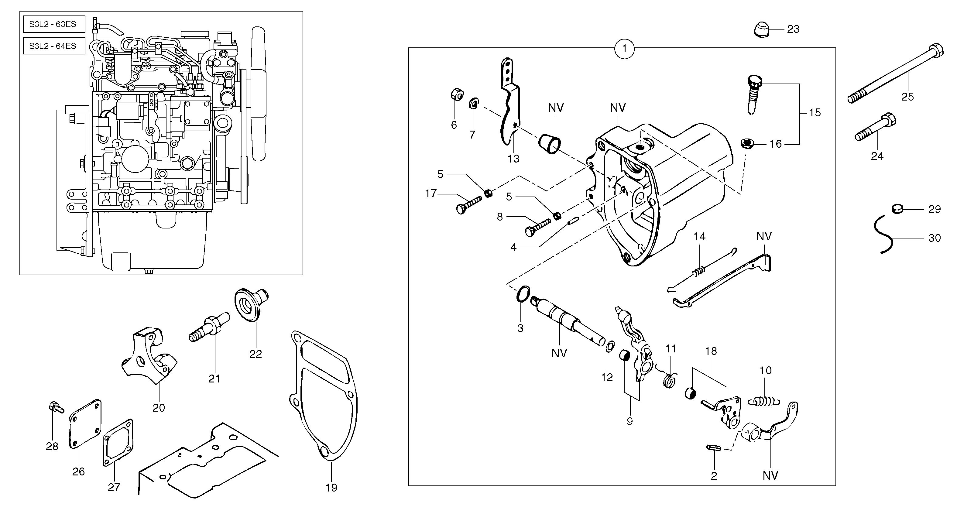 Схема запчастей Volvo EC30 TYPE 282 - 7505 Engine injection pump control 