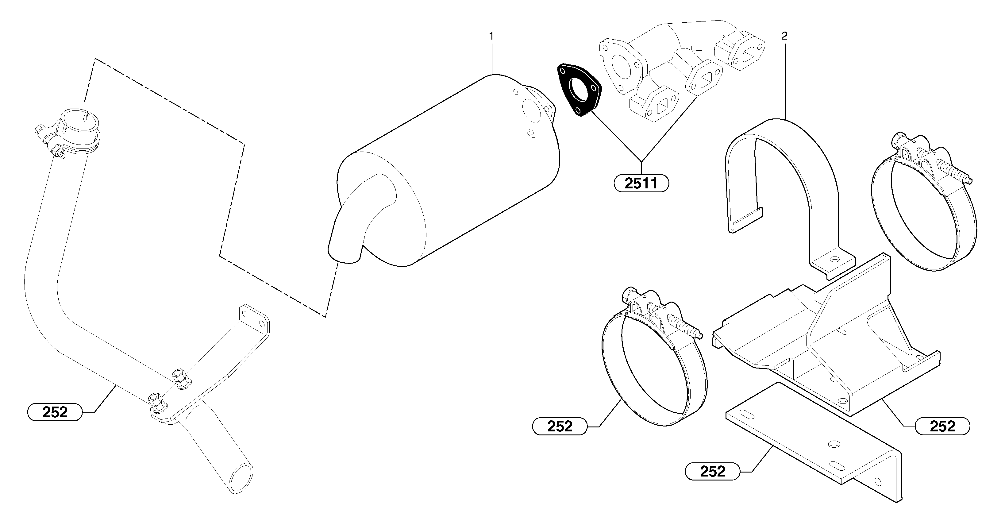 Схема запчастей Volvo EC30 TYPE 282 - 1317 Muffler with catalytic exhaust 
