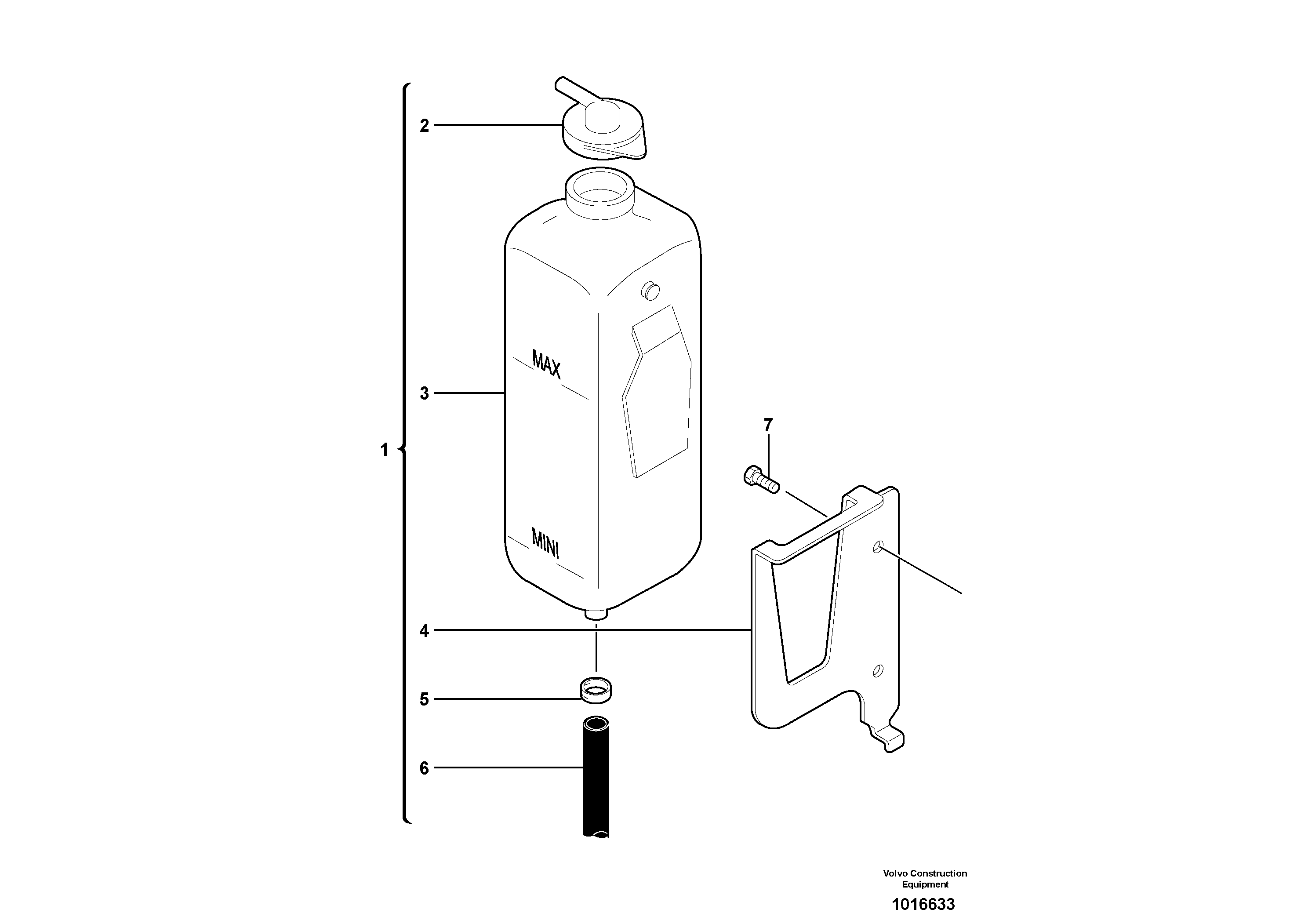 Схема запчастей Volvo EC35 TYPE 283 - 2167 Бак (бачок) расширительный 