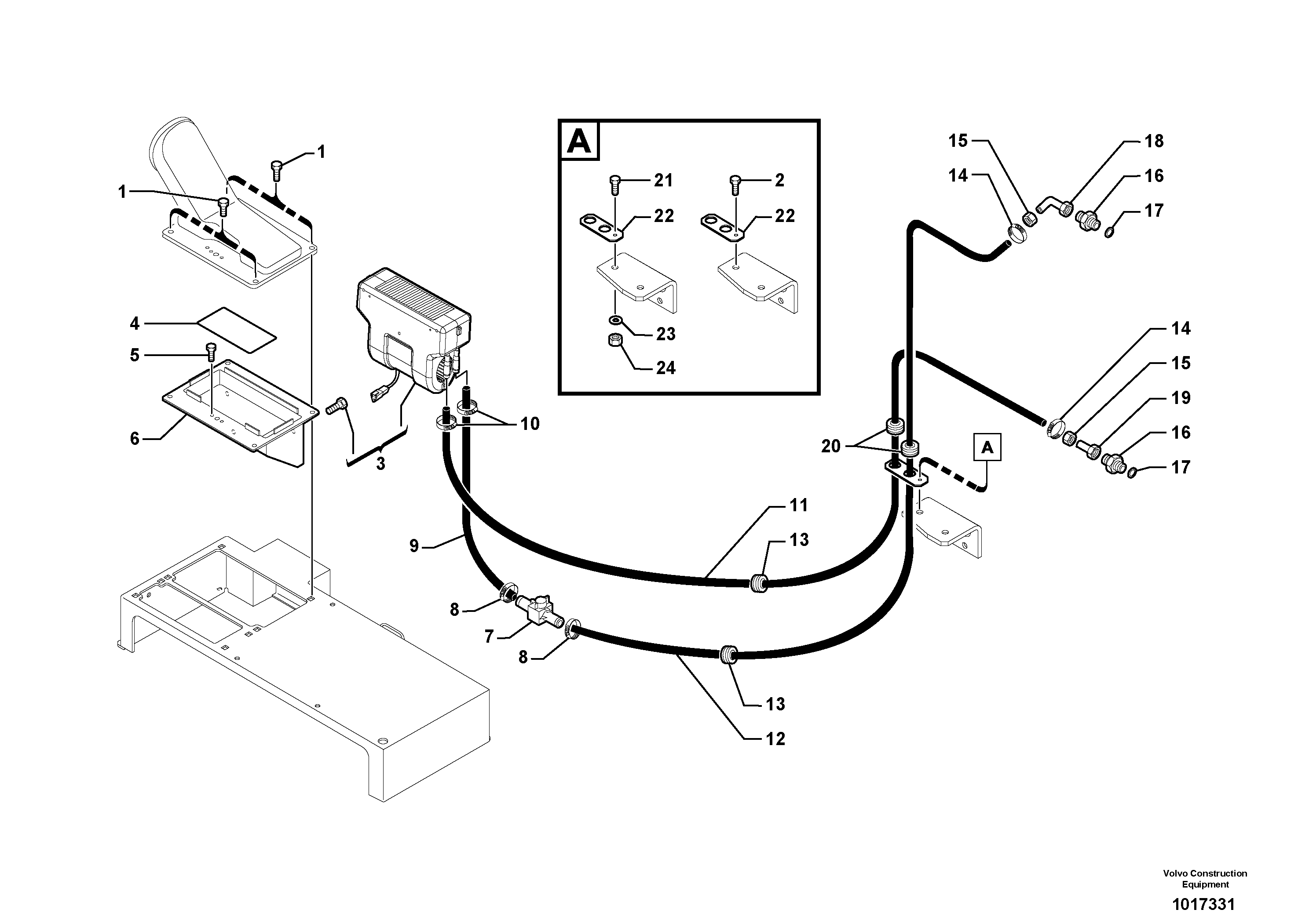 Схема запчастей Volvo EC35 TYPE 283 - 2469 Cab heating installation 