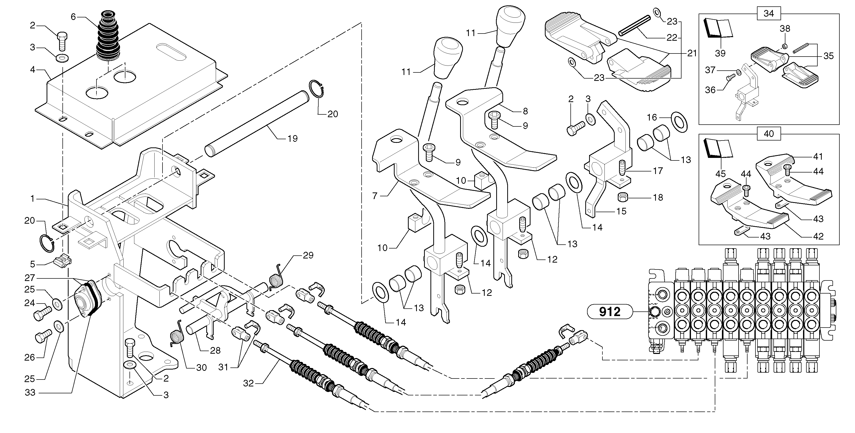 Схема запчастей Volvo EC35 TYPE 283 - 104599 Control levers : steel pedal 