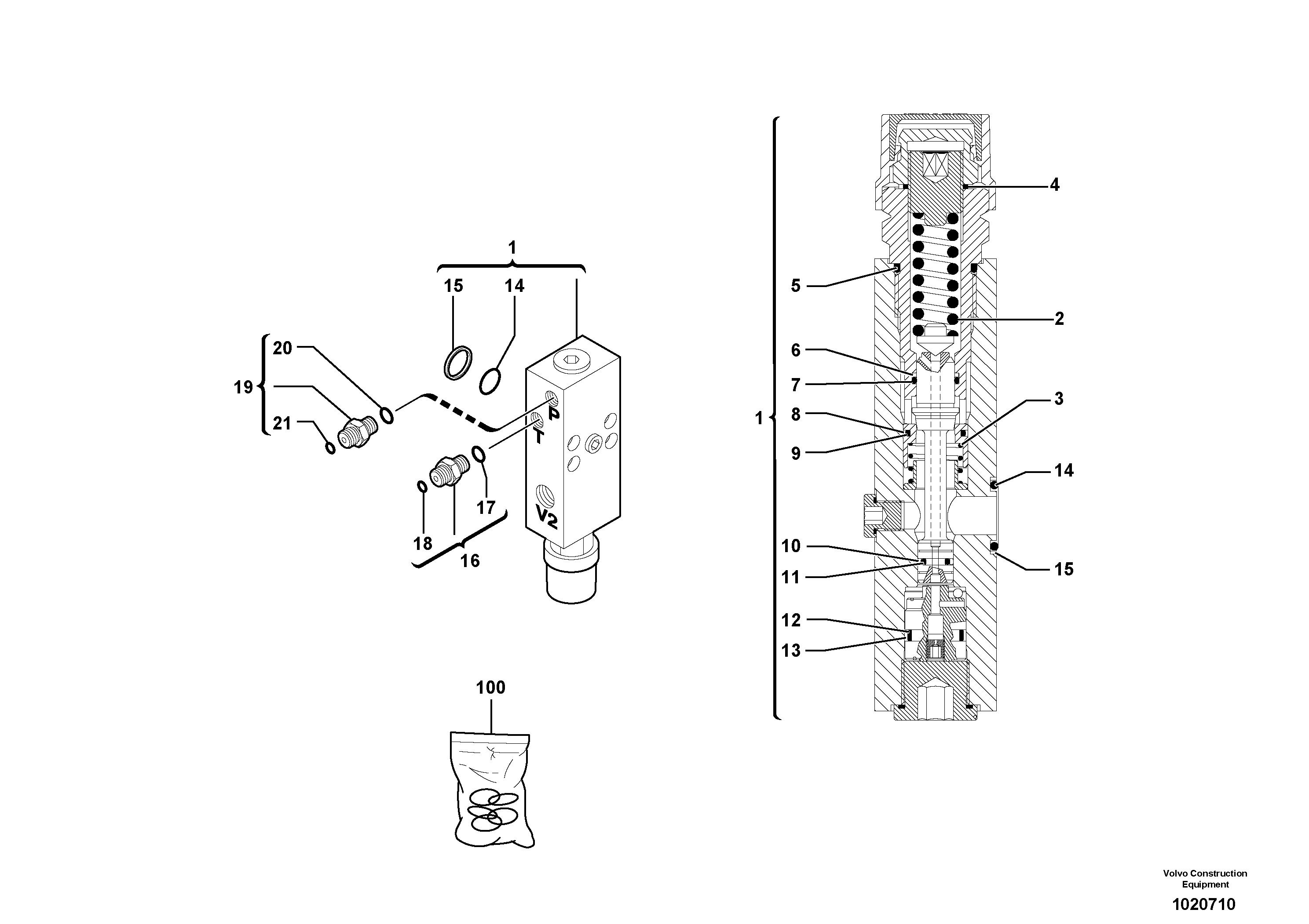 Схема запчастей Volvo EC35 TYPE 283 - 1817 Safety valve ( boom cylinder ) 