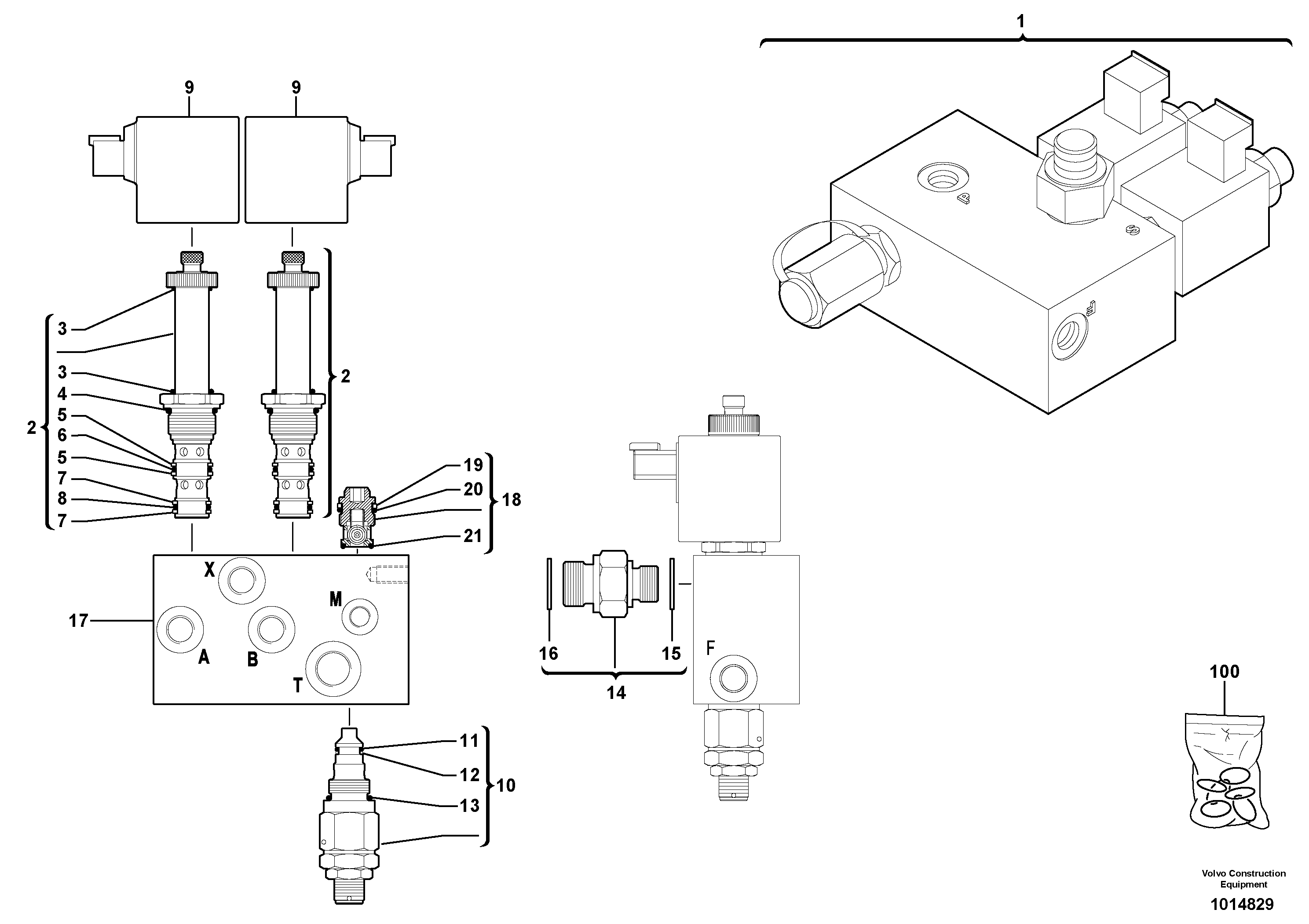 Схема запчастей Volvo EC35 TYPE 283 - 2840 Electrovalve 