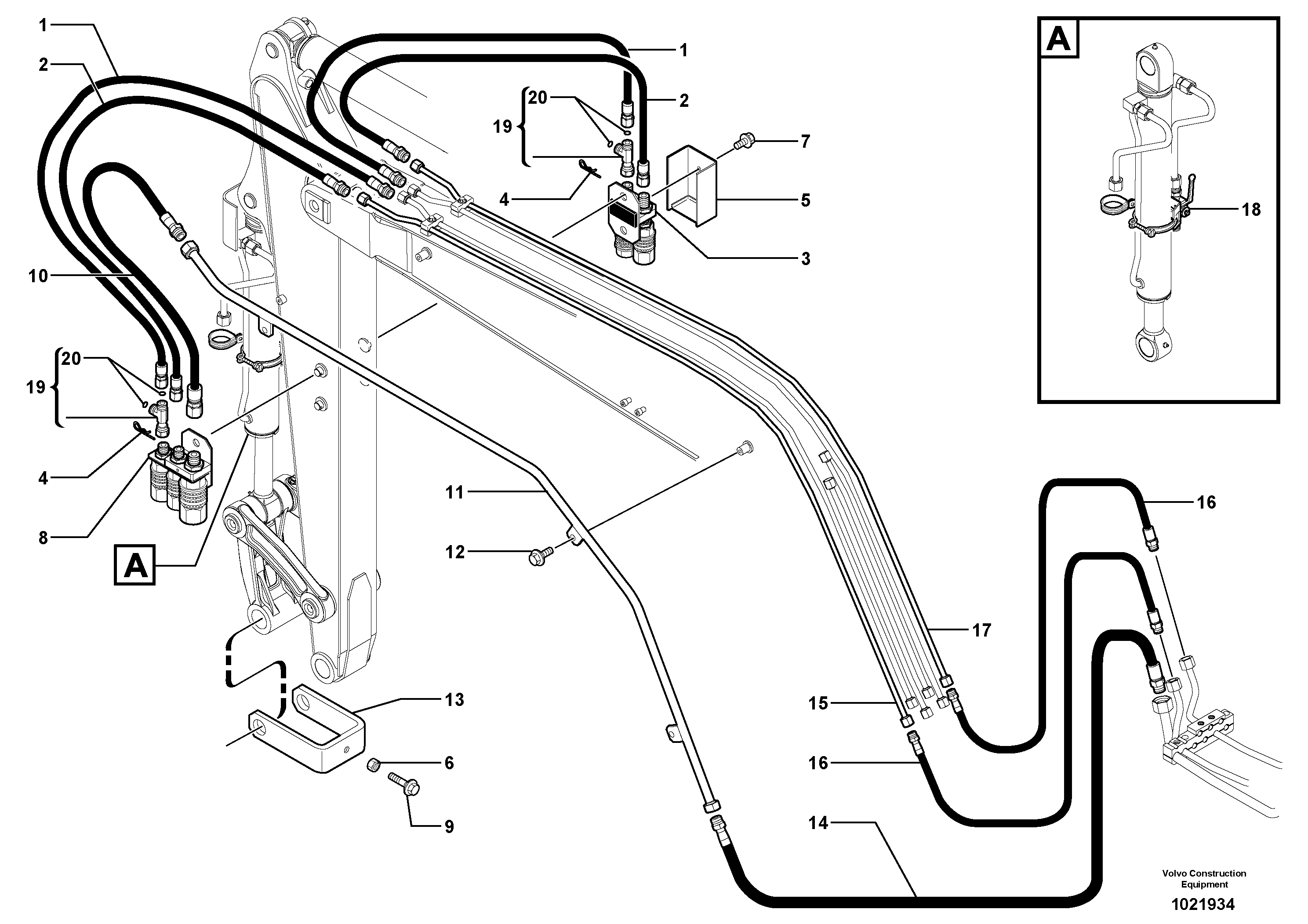 Схема запчастей Volvo EC35 TYPE 283 - 101785 Hydr. circuit. ( attachment ) ( grab jaw ) 