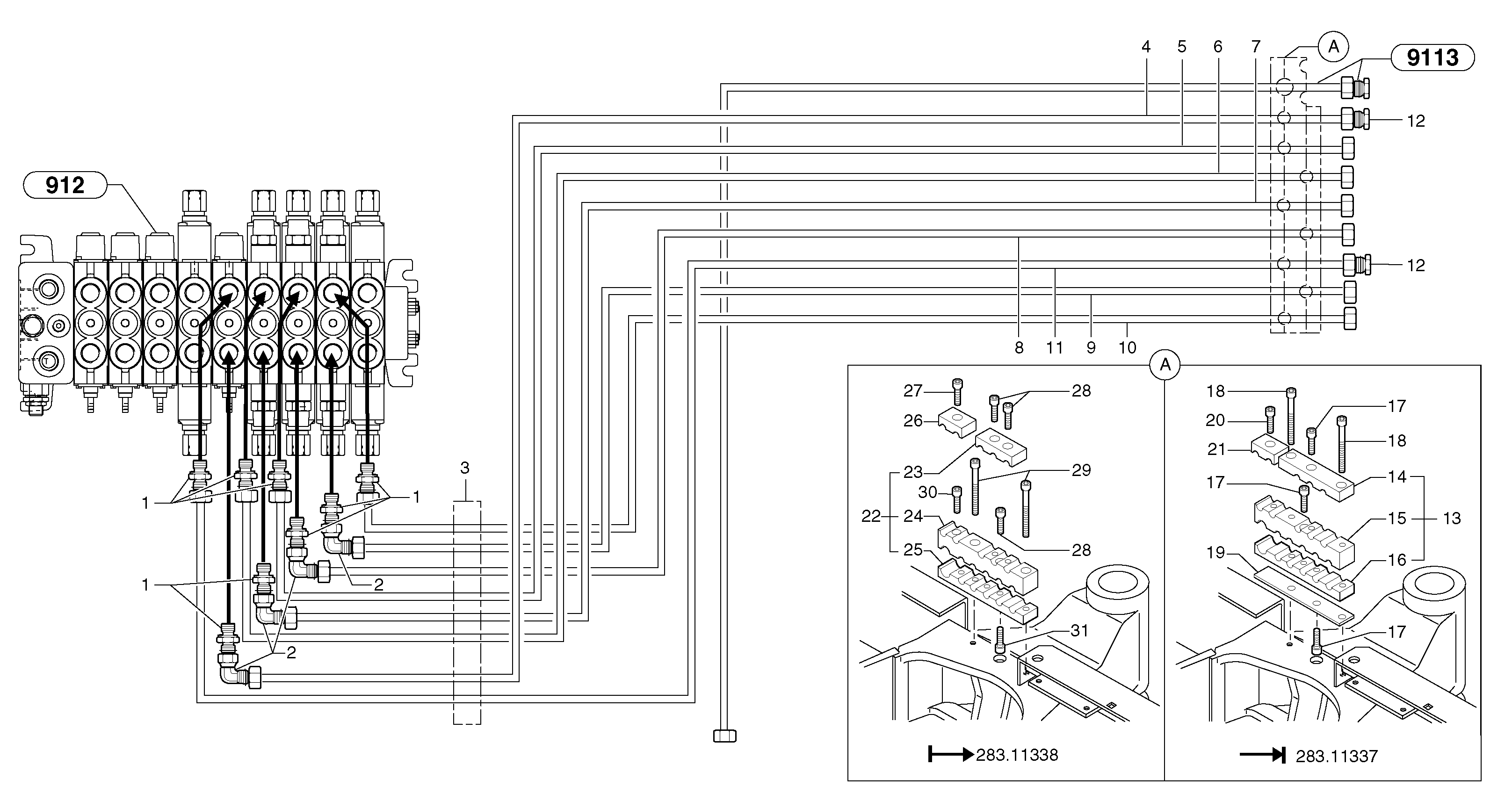 Схема запчастей Volvo EC35 TYPE 283 - 84575 Hydraulic circuit ( platform ) 