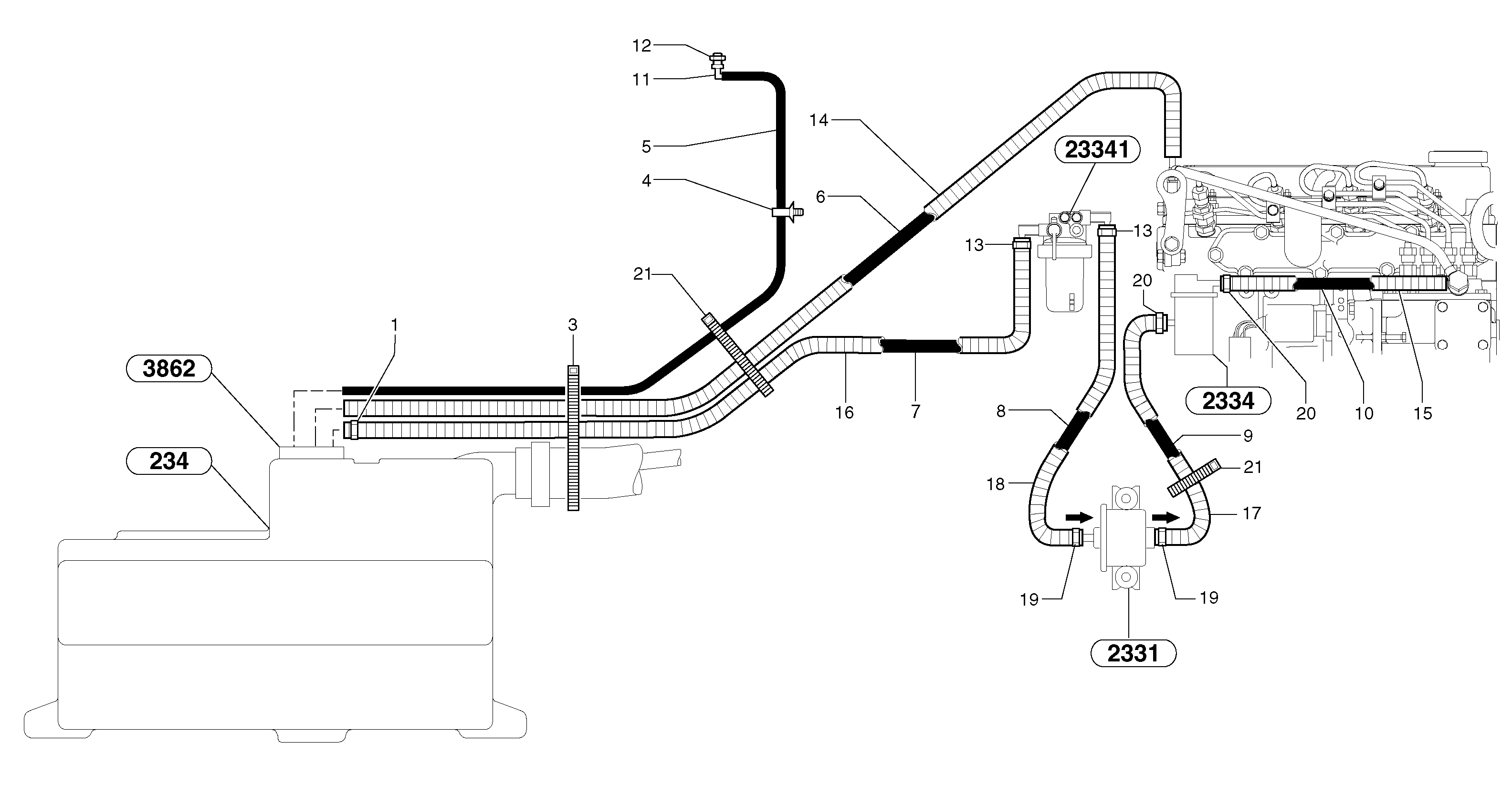 Схема запчастей Volvo EC35 TYPE 283 - 1106 Fuel circuit 